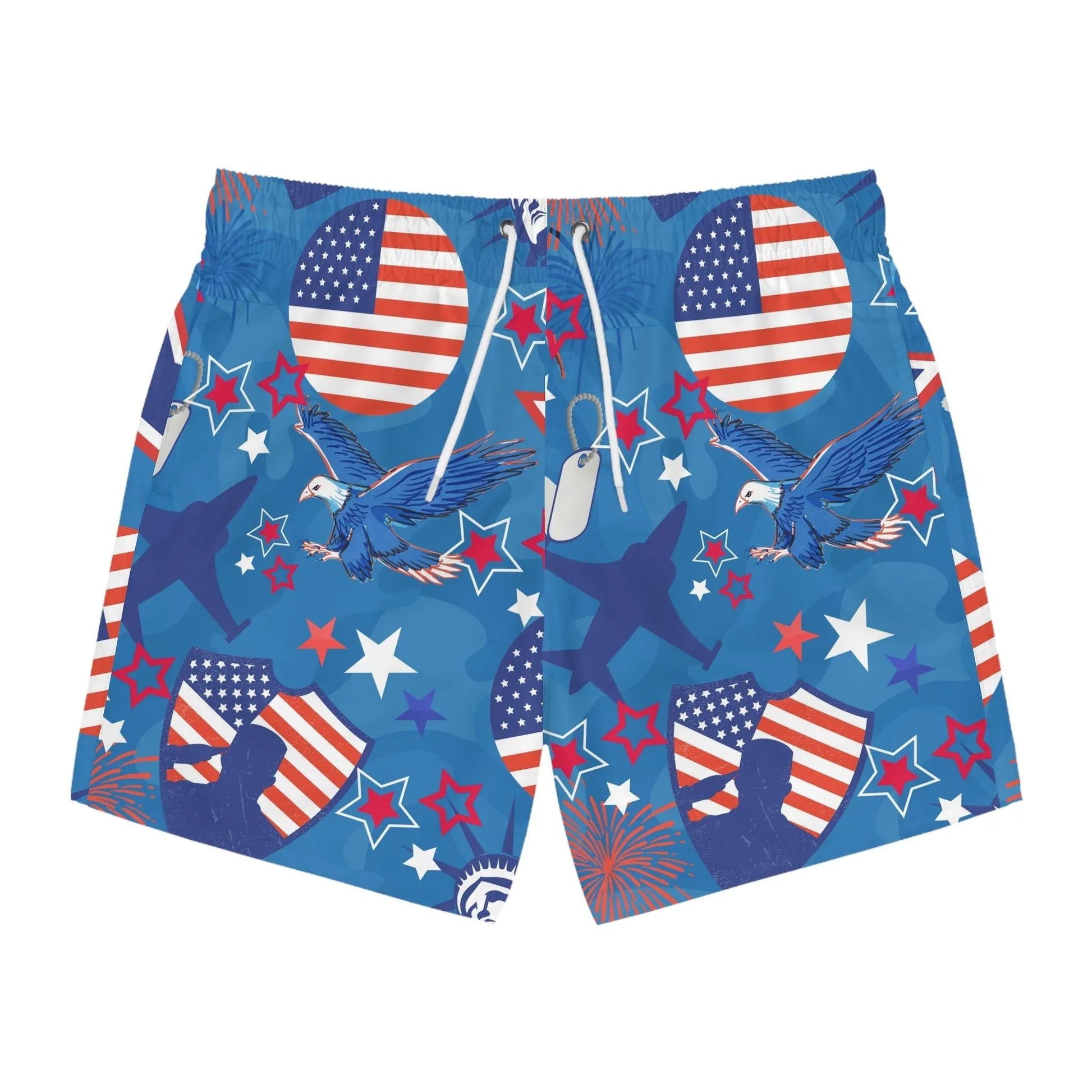 Patriot Duty Swim Trunks - L / Seam thread color automatically matched to design - All Over Prints