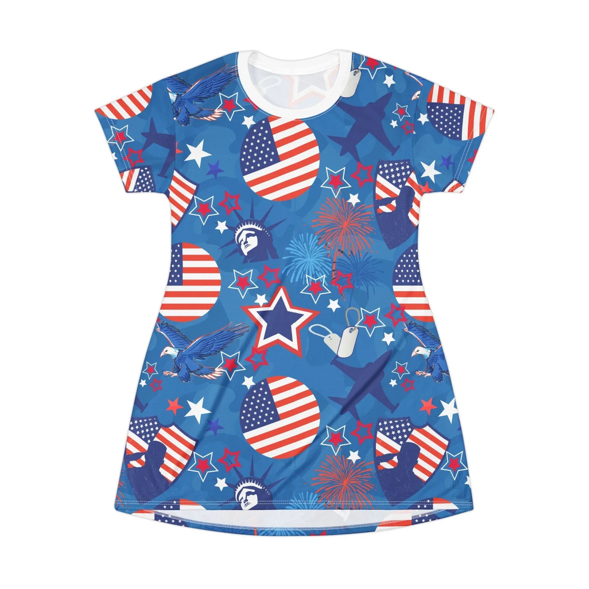 Patriot Duty T-Shirt Dress - XS - All Over Prints