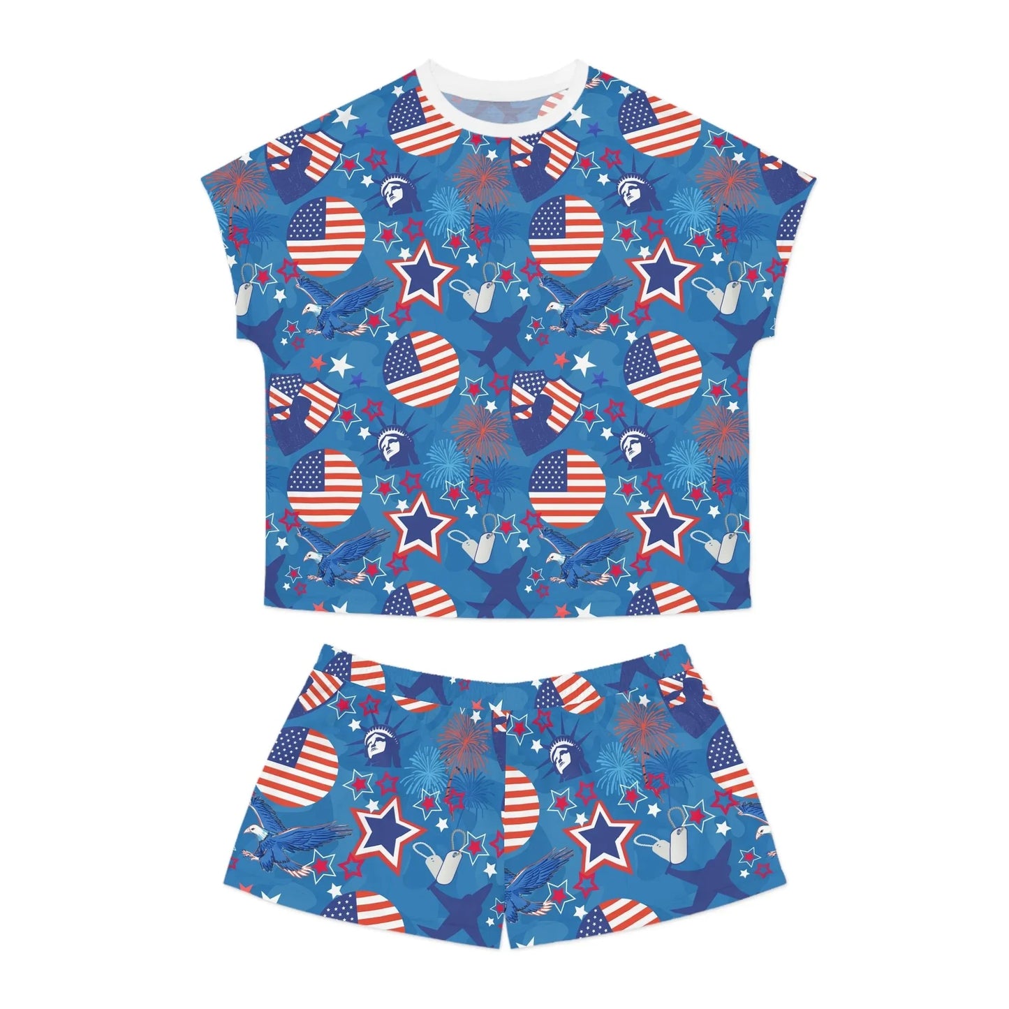 Patriot Duty Women’s Short Pajama Set - S / White - All Over Prints