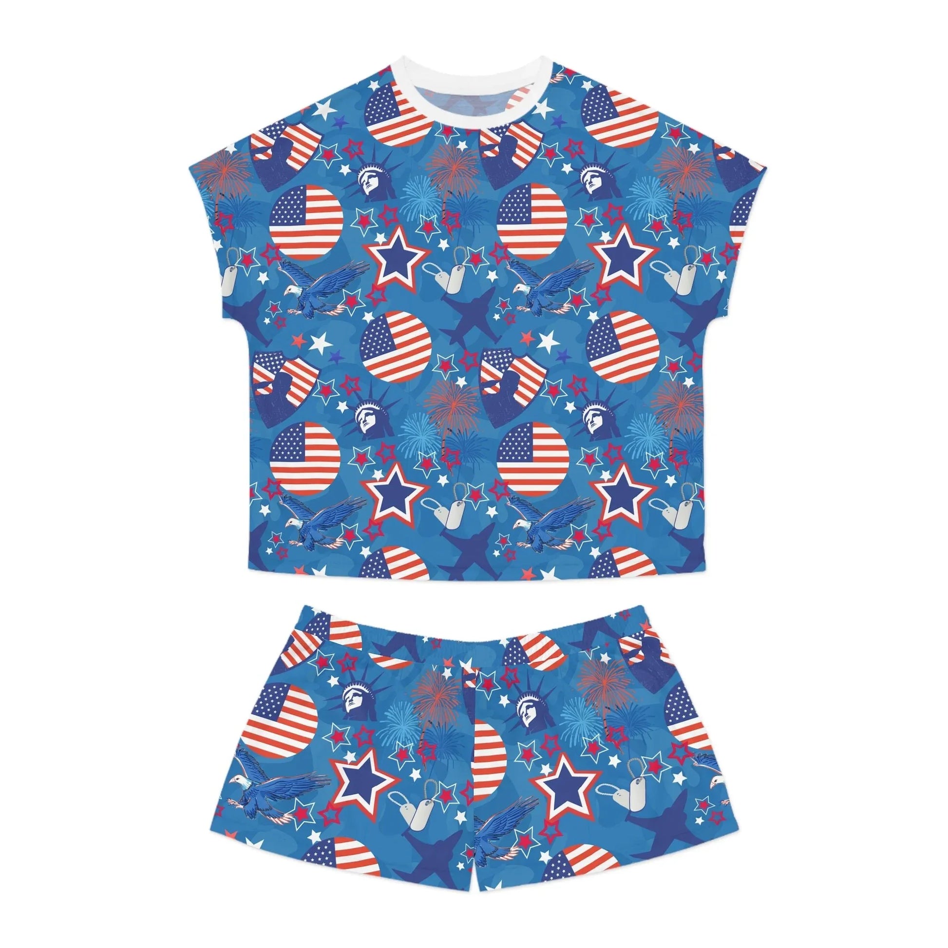 Patriot Duty Women’s Short Pajama Set - S / White - All Over Prints