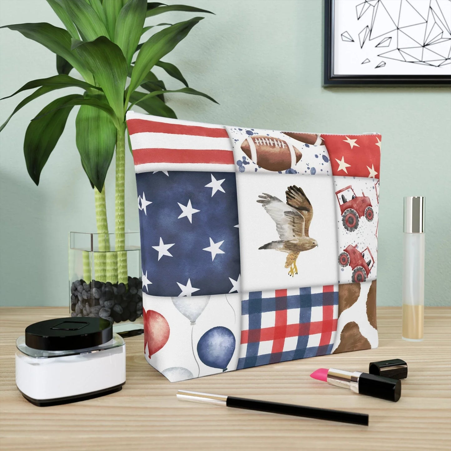 Patriot Patchwork Cosmetic Bag - Bags