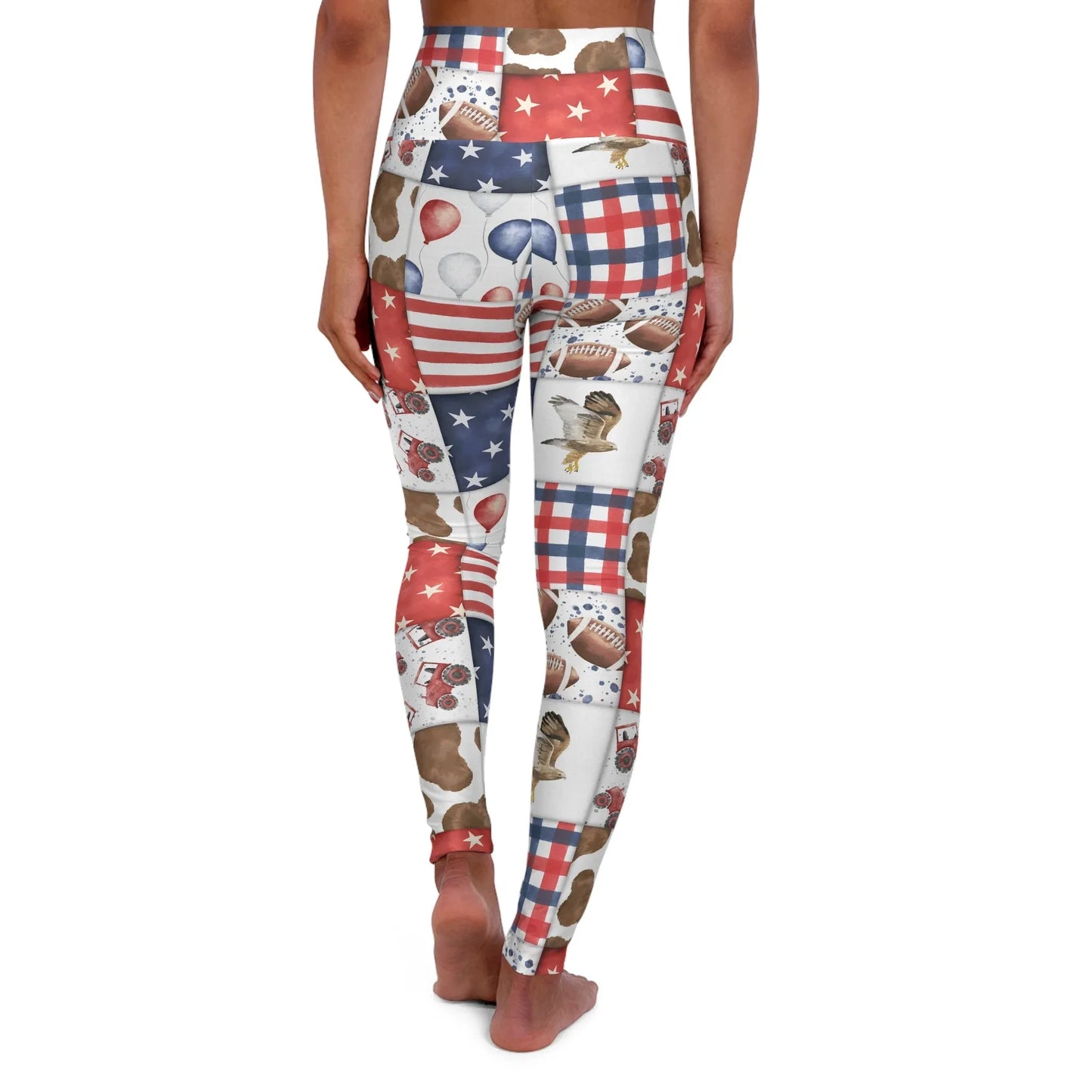 Patriot Patchwork High Waisted Yoga Leggings - All Over Prints