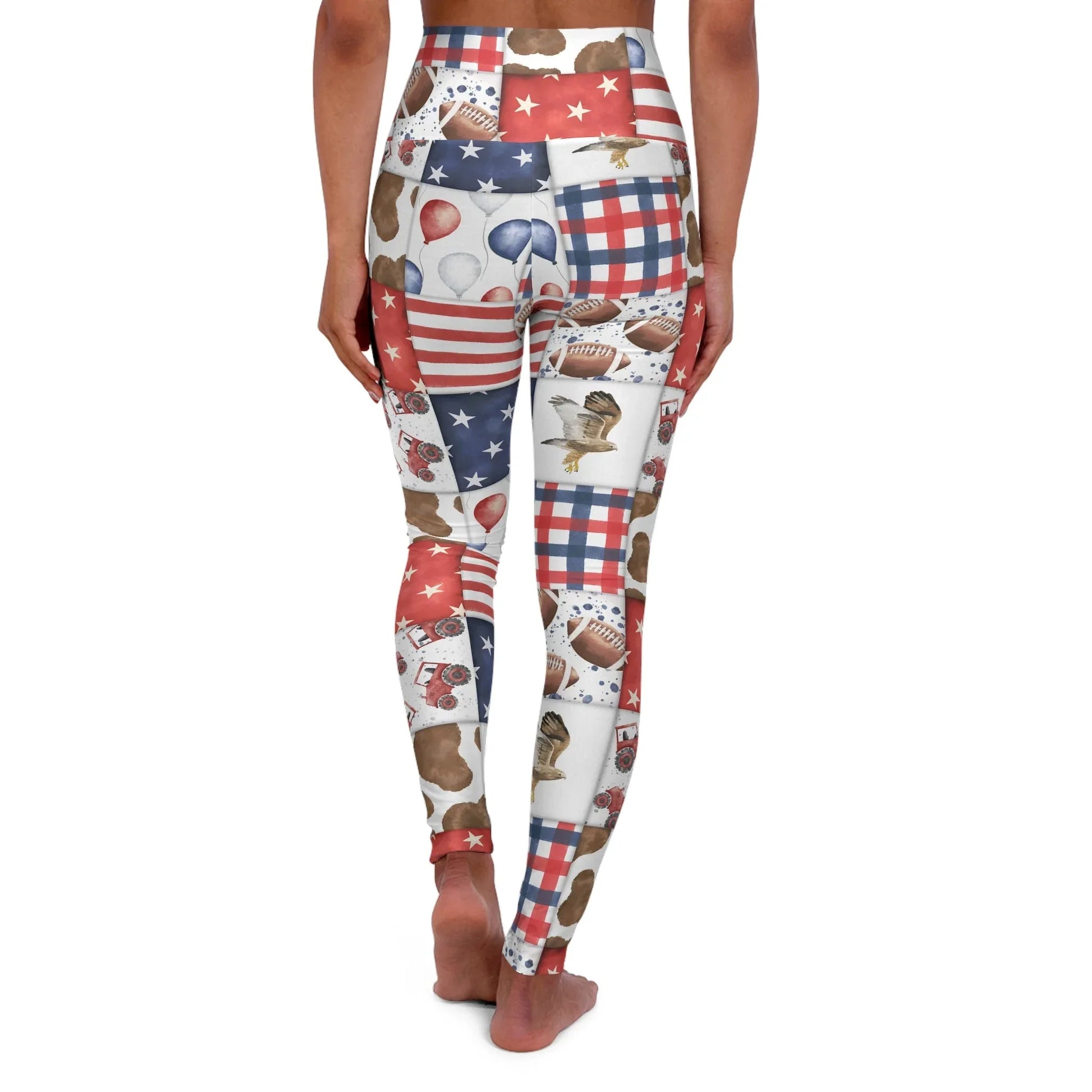 Patriot Patchwork High Waisted Yoga Leggings - All Over Prints