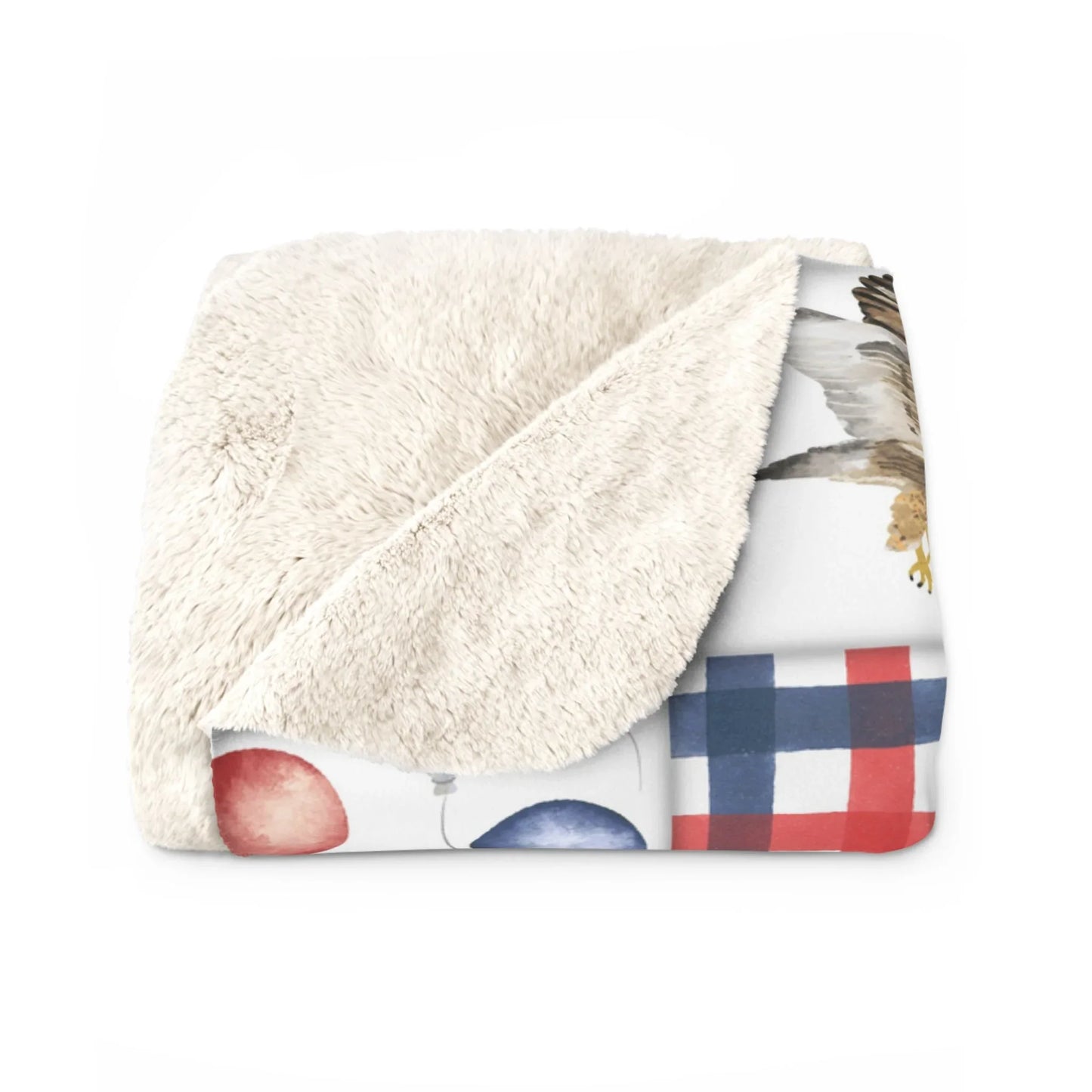 Patriot Patchwork Sherpa Fleece Blanket - 50’’ × 60’’ - Home Decor