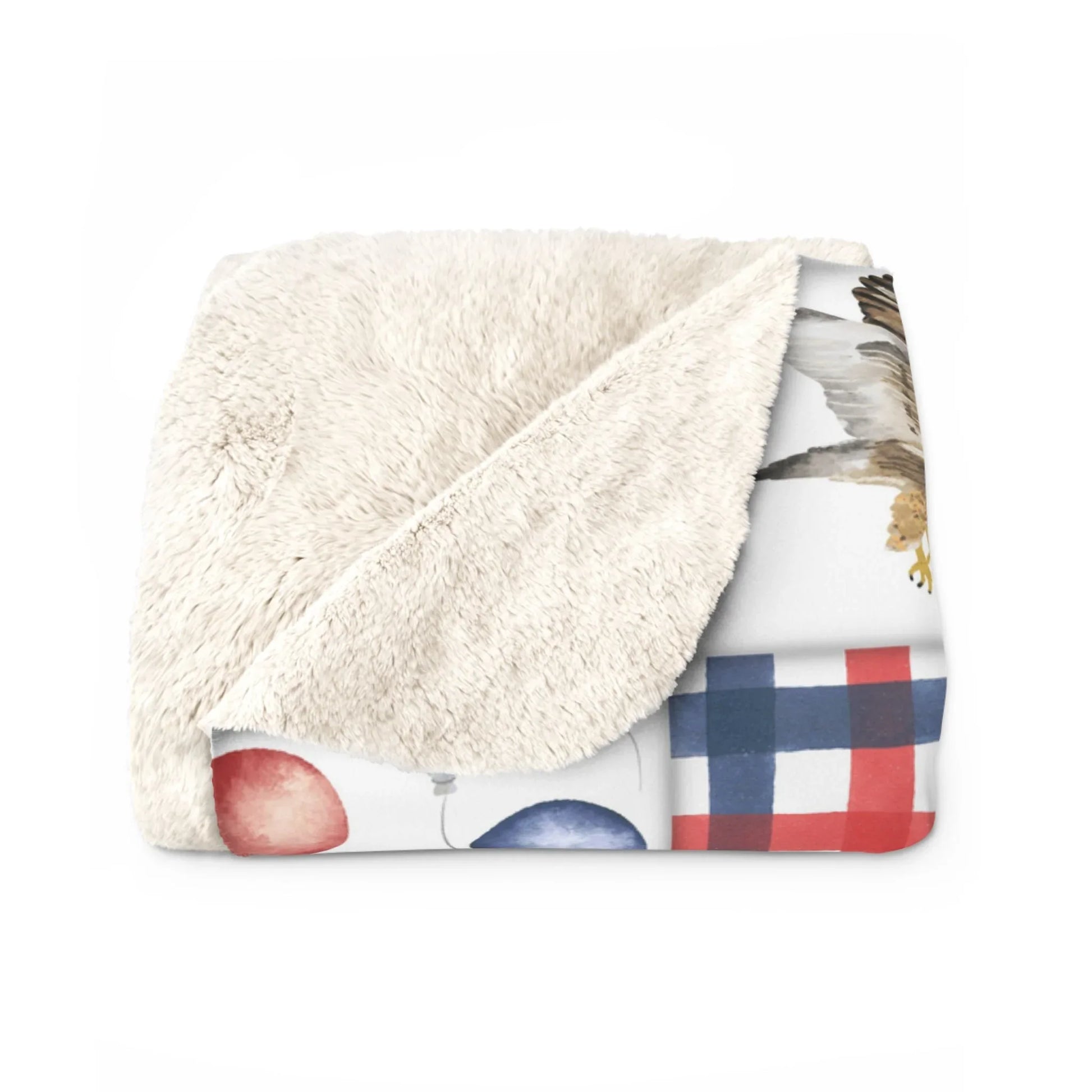 Patriot Patchwork Sherpa Fleece Blanket - 50’’ × 60’’ - Home Decor