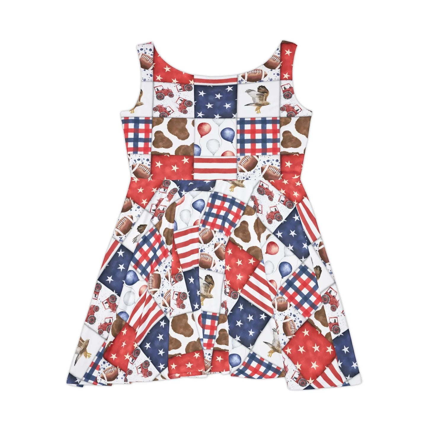 Patriot Patchwork Skater Dress - All Over Prints