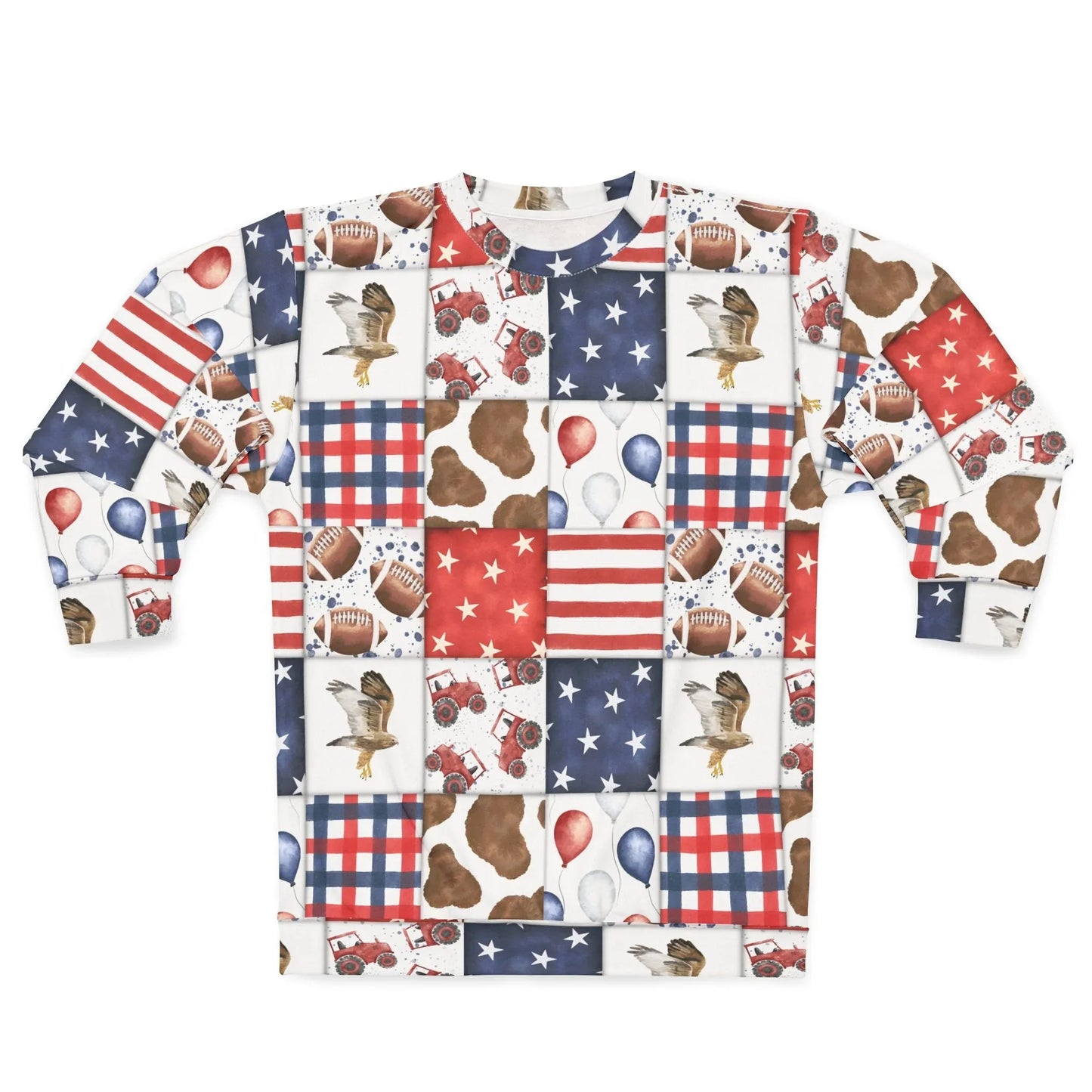 Patriot Patchwork Spirit Sweatshirt - XS - All Over Prints