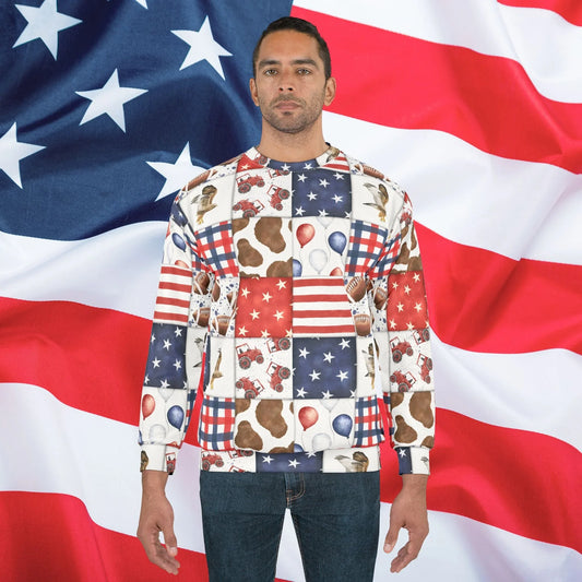 Patriot Patchwork Spirit Sweatshirt - All Over Prints