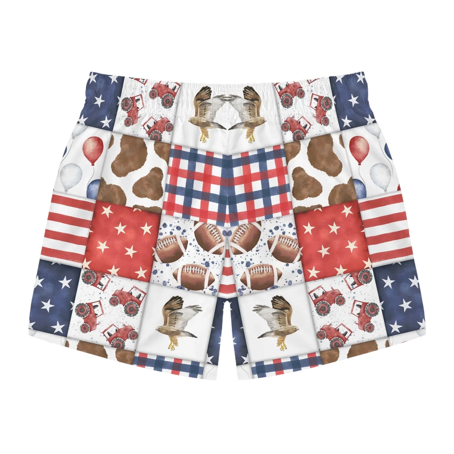 Patriot Patchwork Swim Trunks - All Over Prints