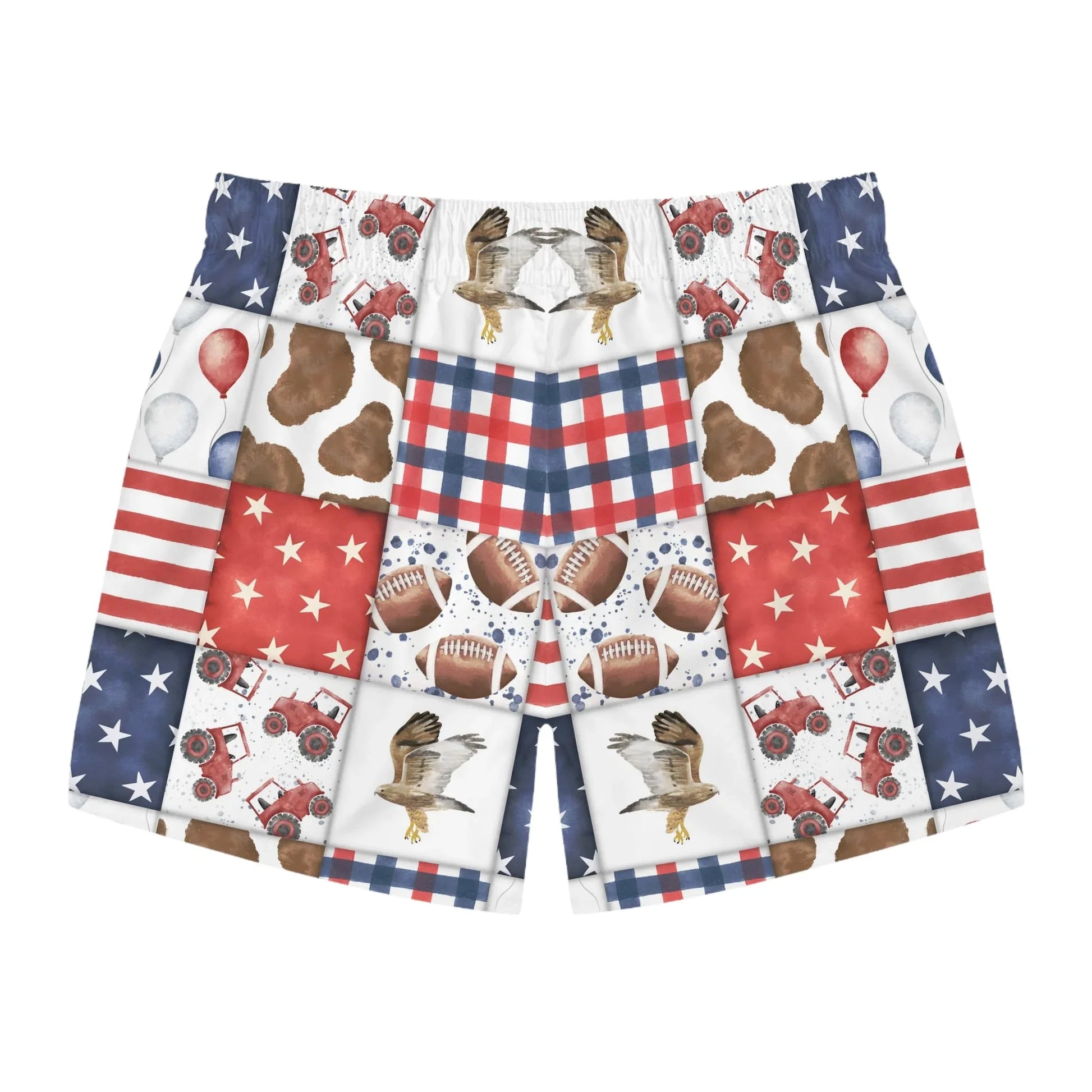 Patriot Patchwork Swim Trunks - All Over Prints