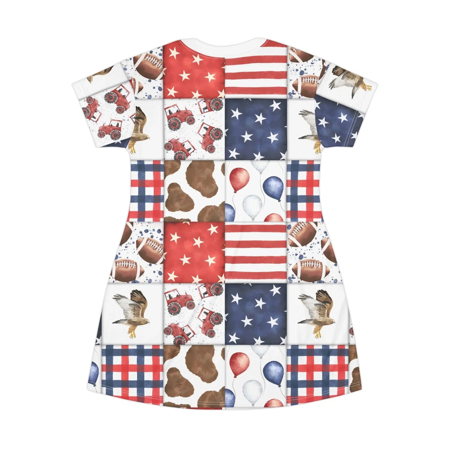 Patriot Patchwork T-Shirt Dress - All Over Prints