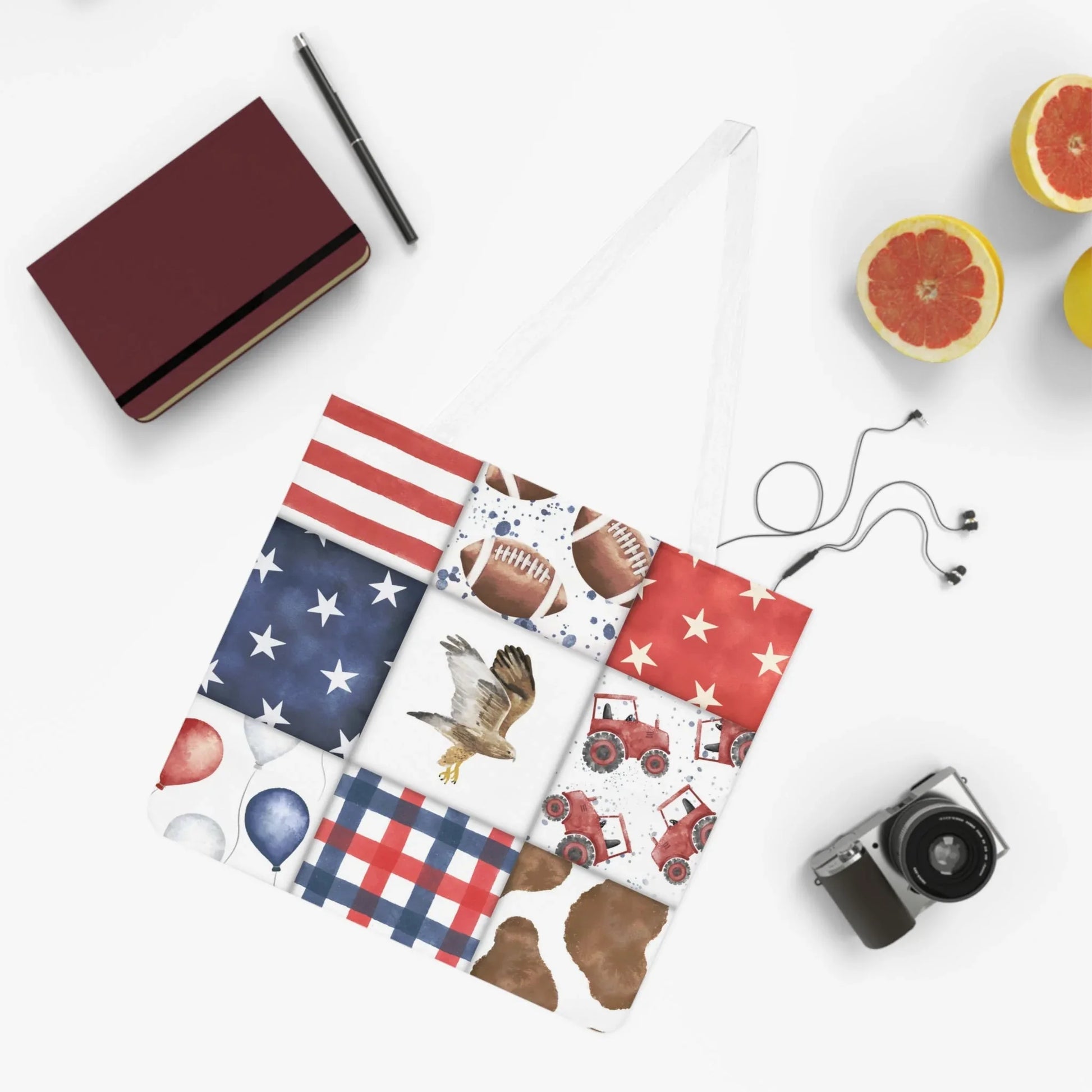 Patriot Patchwork Tote Bag - One size / White - Bags