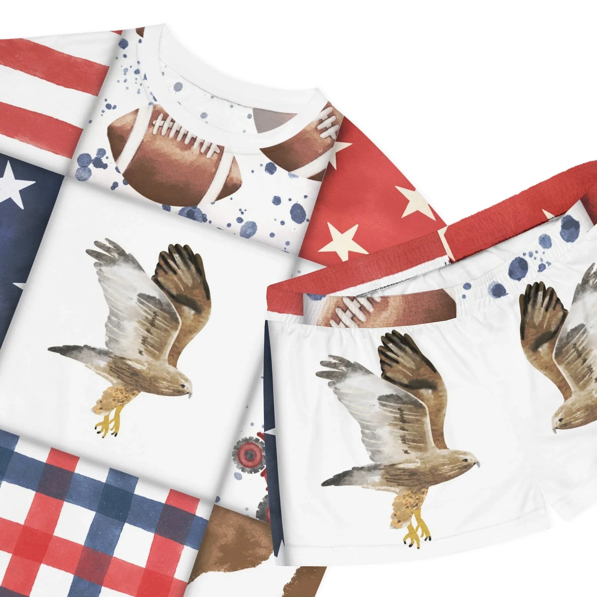 Patriot Patchwork Women’s Short Pajama Set - All Over Prints