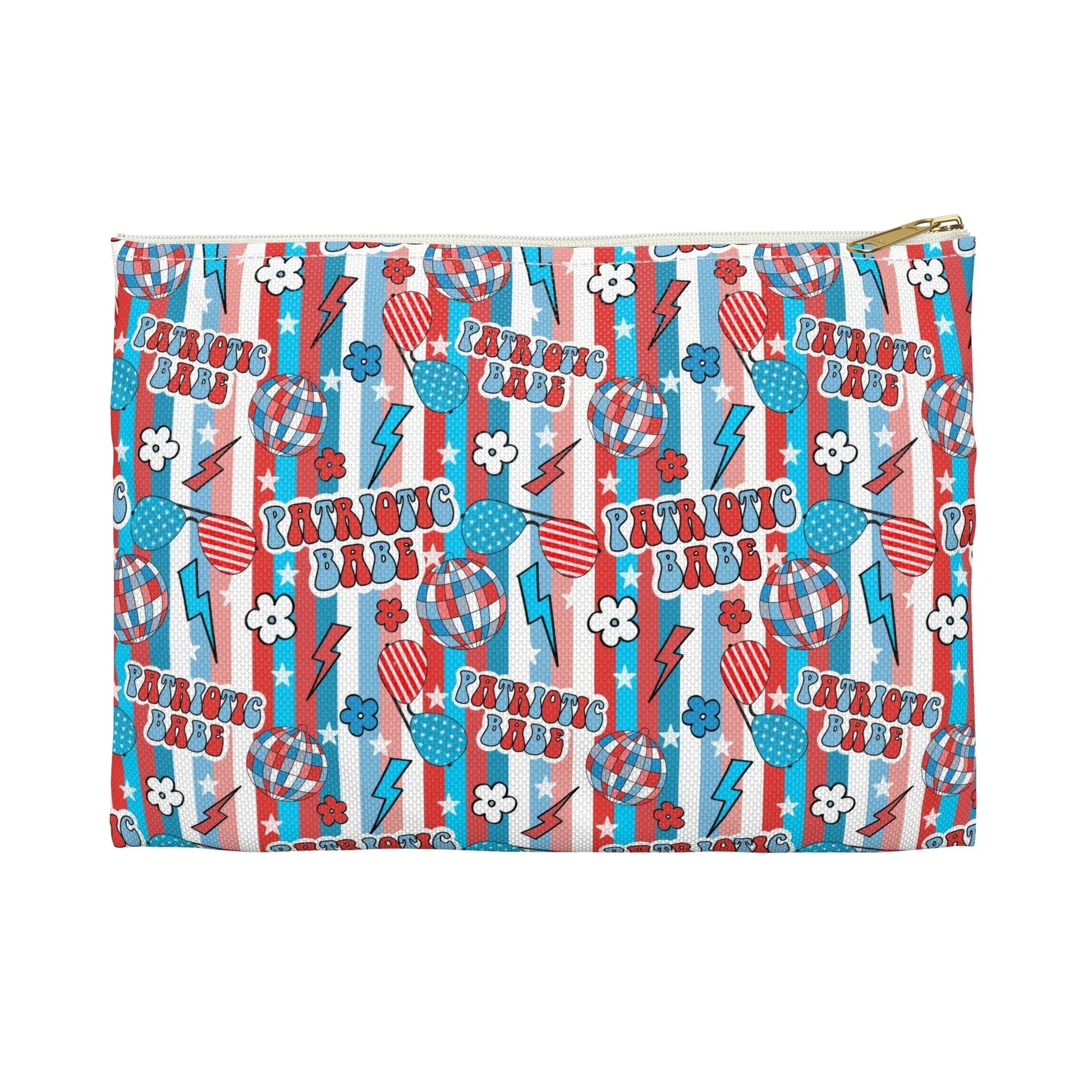 Patriotic Babe Accessory Pouch - Small / White zipper - Bags