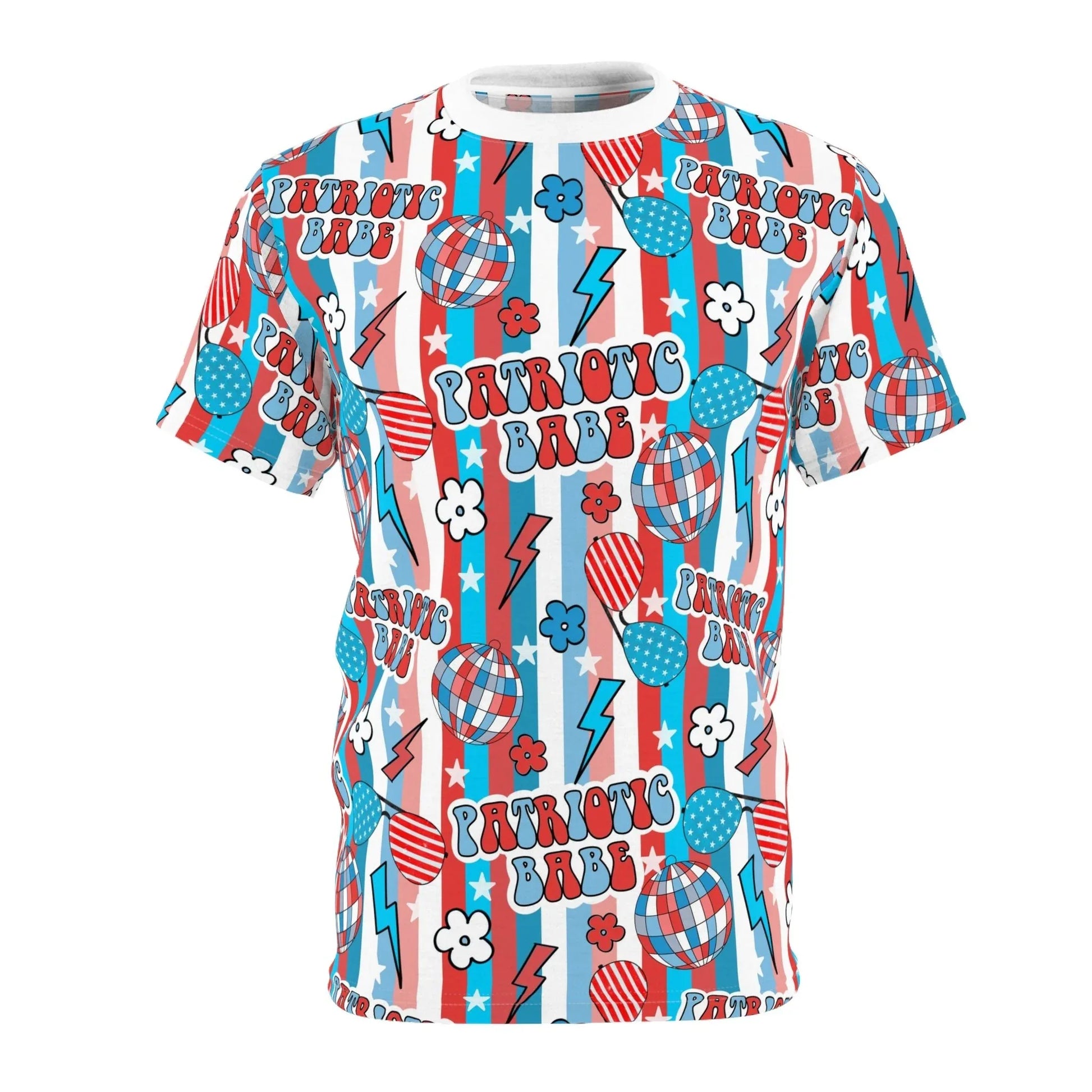 Patriotic Babe All-Over-Print T-Shirt - White stitching / 4 oz. / S - All Over Prints