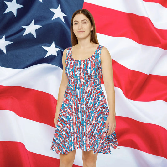 Patriotic Babe Skater Dress - All Over Prints