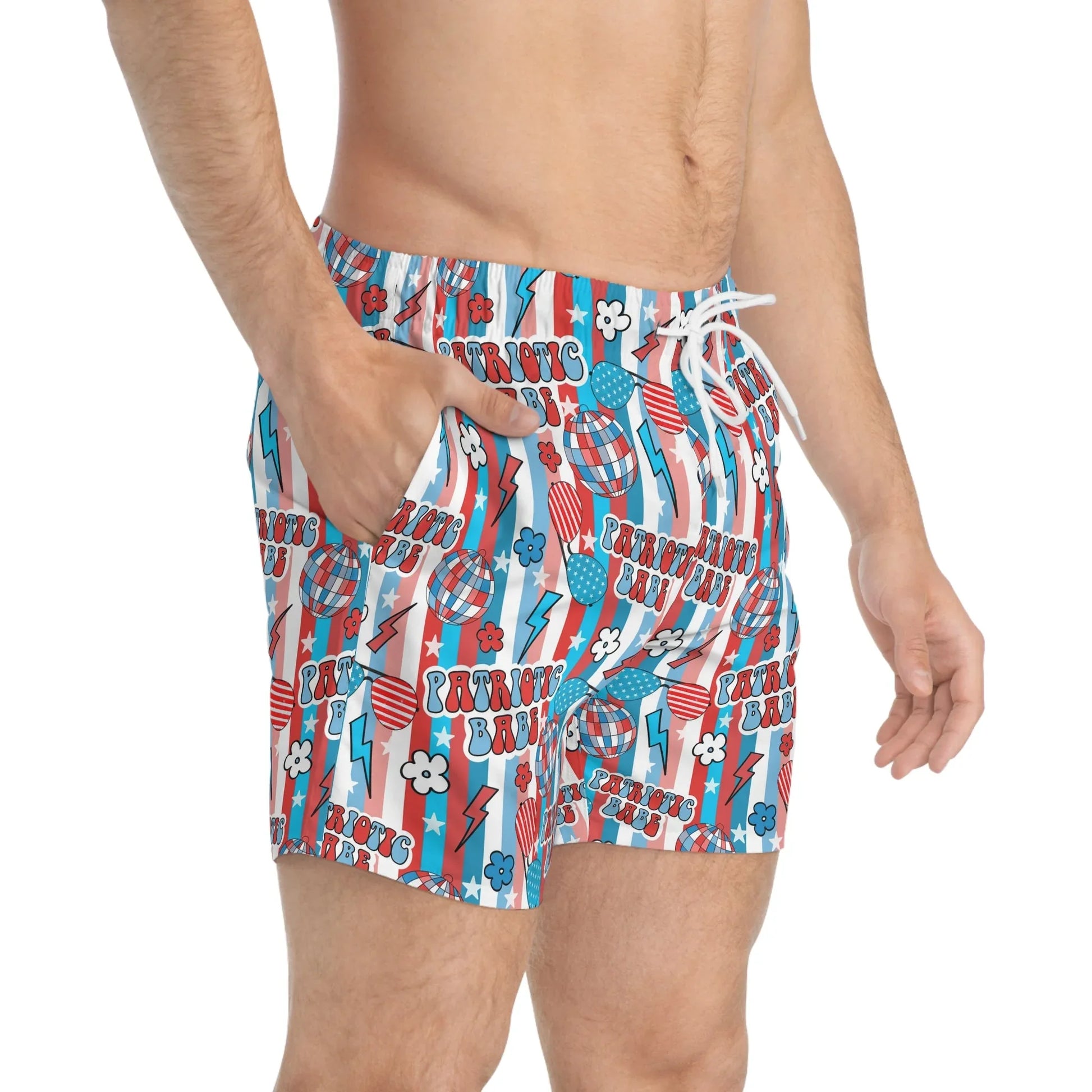Patriotic Babe Swim Trunks - All Over Prints