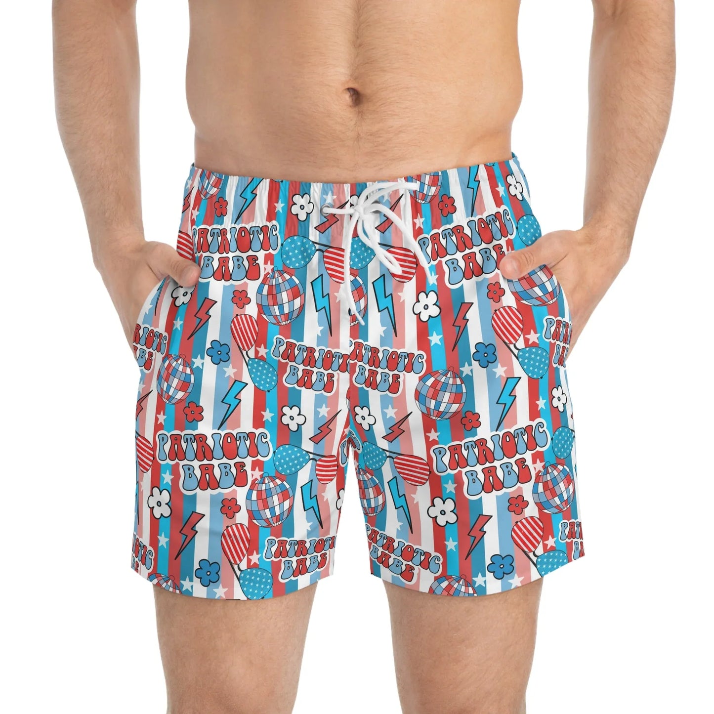 Patriotic Babe Swim Trunks - All Over Prints