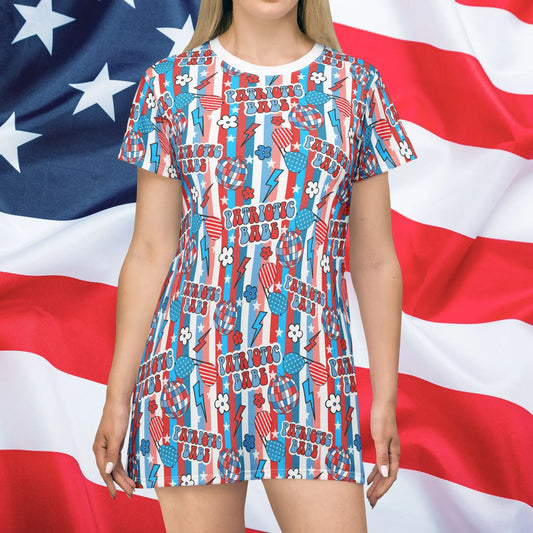 Patriotic Babe T-Shirt Dress - All Over Prints