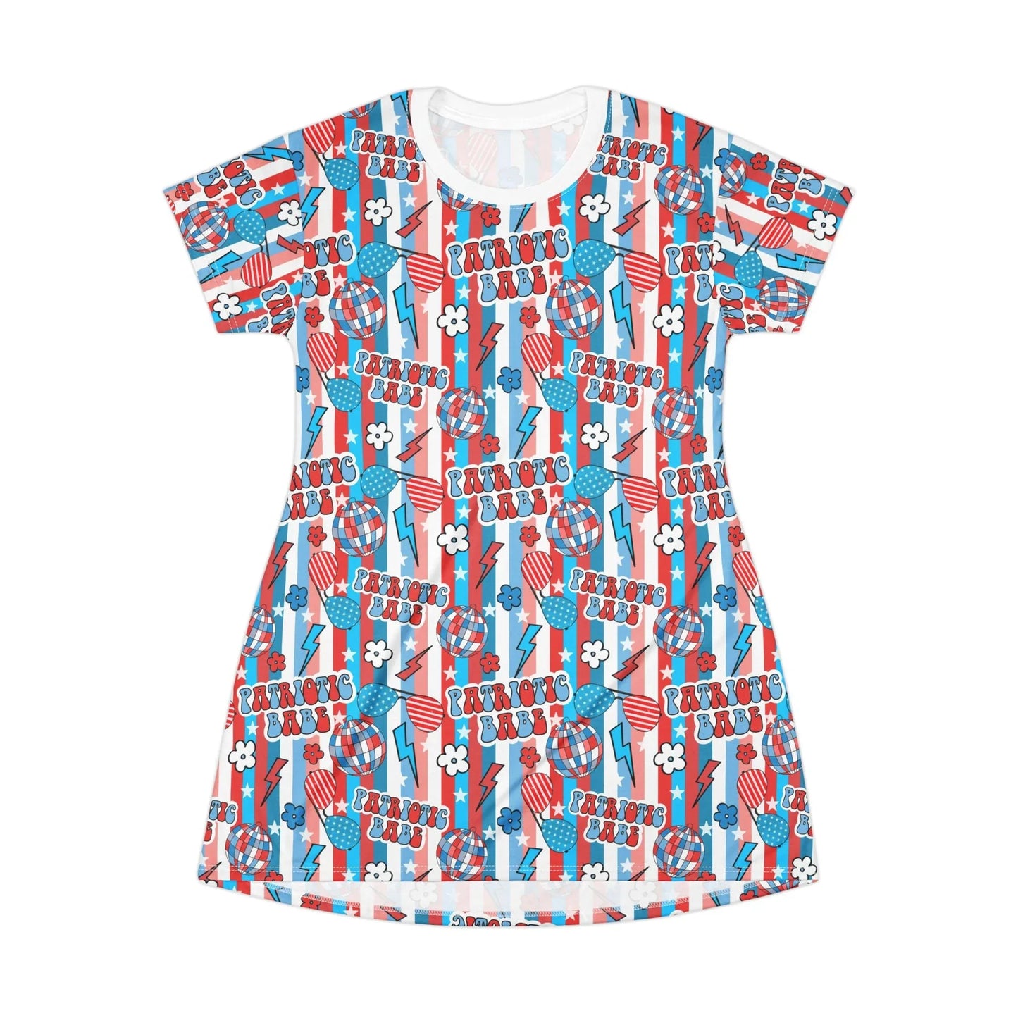 Patriotic Babe T-Shirt Dress - XS - All Over Prints