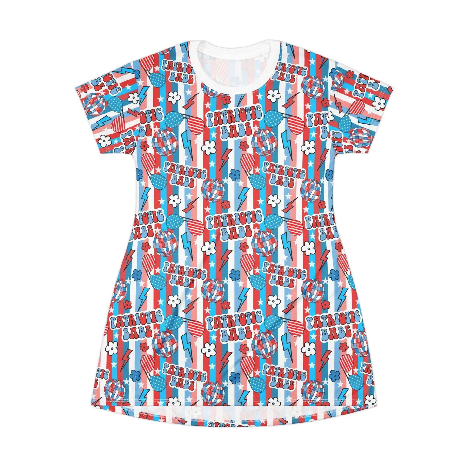 Patriotic Babe T-Shirt Dress - XS - All Over Prints