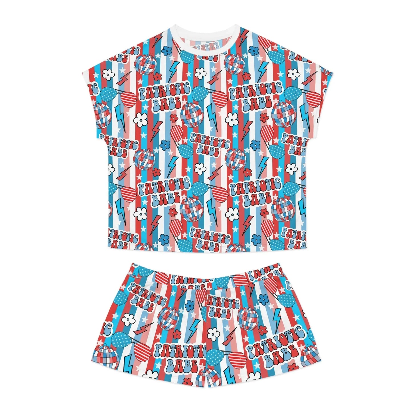 Patriotic Babe Women’s Short Pajama Set - S / White - All Over Prints