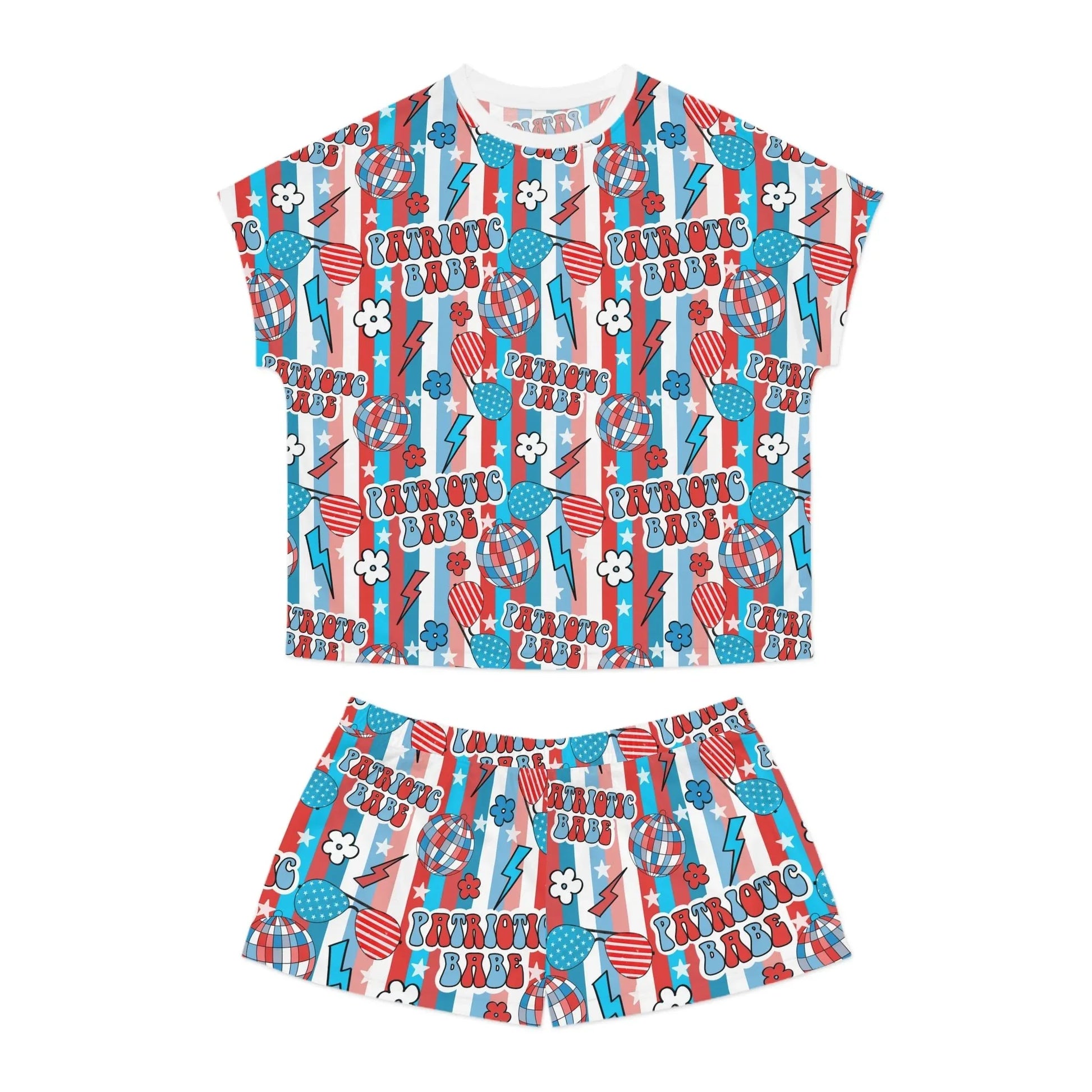 Patriotic Babe Women’s Short Pajama Set - S / White - All Over Prints