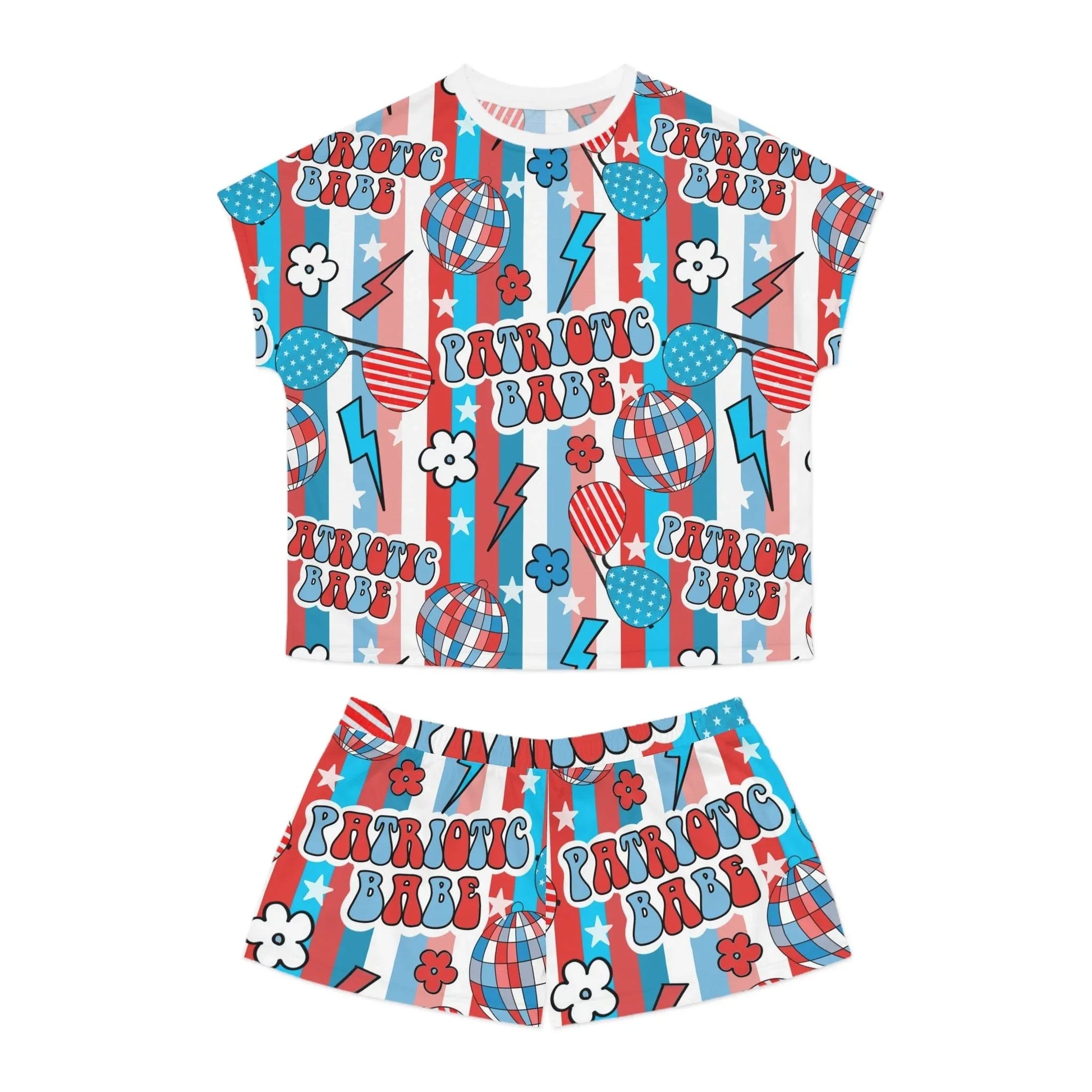 Patriotic Babe Women’s Short Pajama Set - S / White - All Over Prints