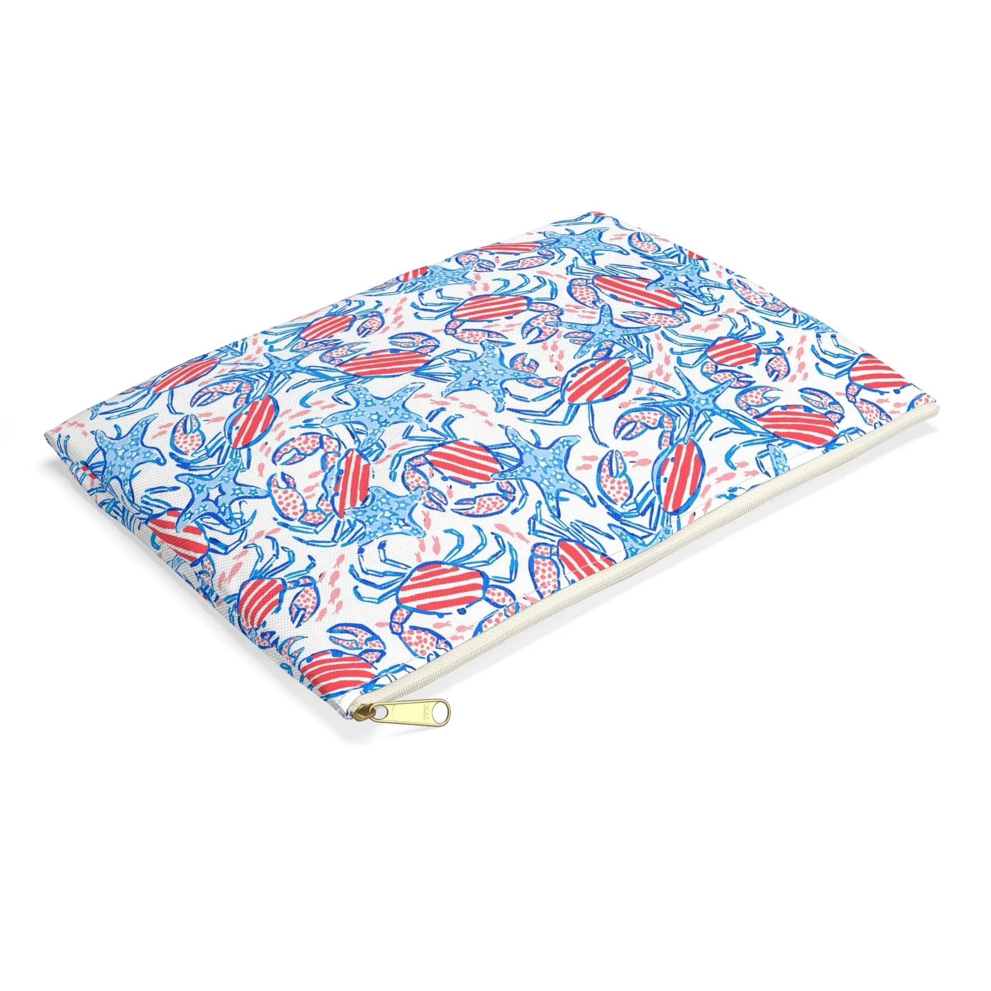 Patriotic Crab & Seashell Accessory Pouch - Bags