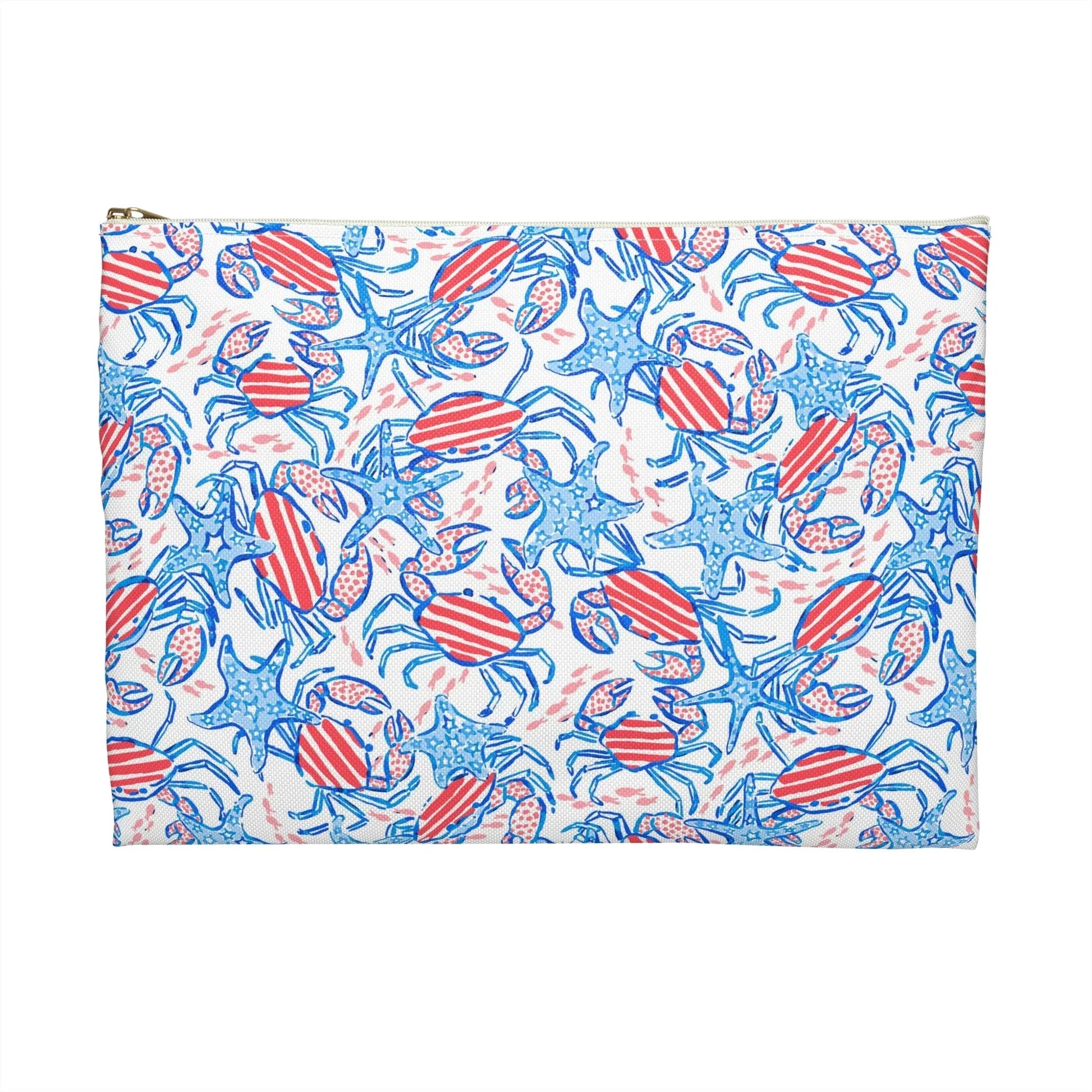 Patriotic Crab & Seashell Accessory Pouch - Bags