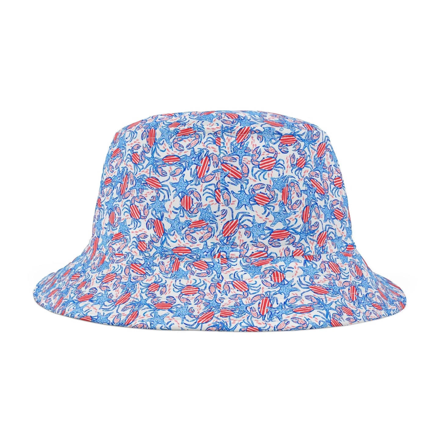 Patriotic Crab & Seashell Custom Bucket Hat - Hats