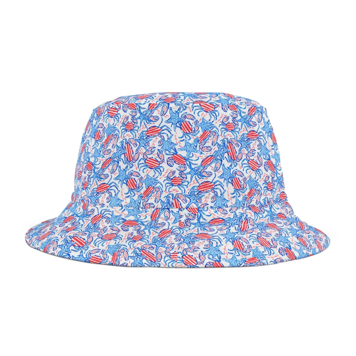 Patriotic Crab & Seashell Custom Bucket Hat - Small / White stitching - Hats