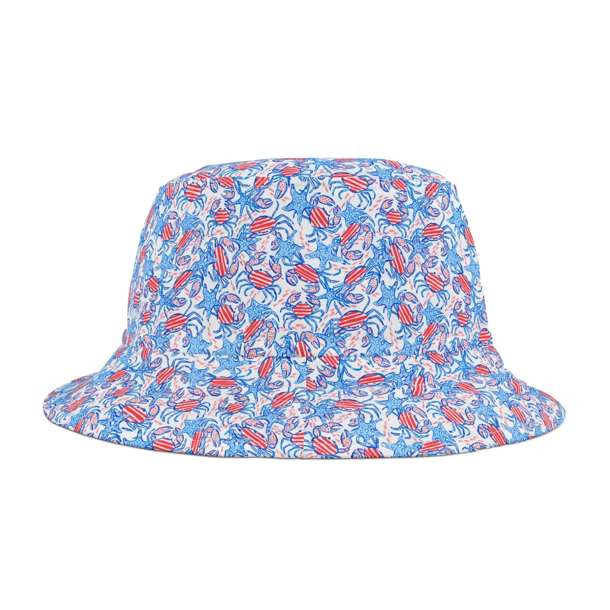 Patriotic Crab & Seashell Custom Bucket Hat - Small / White stitching - Hats
