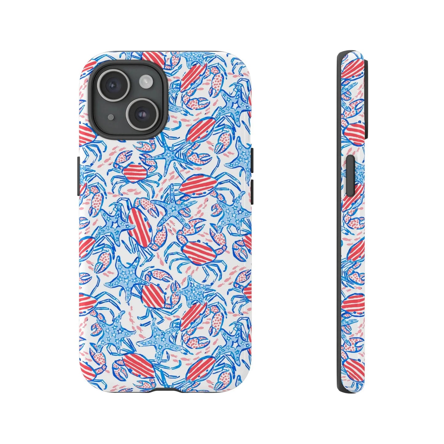 Patriotic Crab & Seashell iPhone Case - 15 / Glossy - Phone