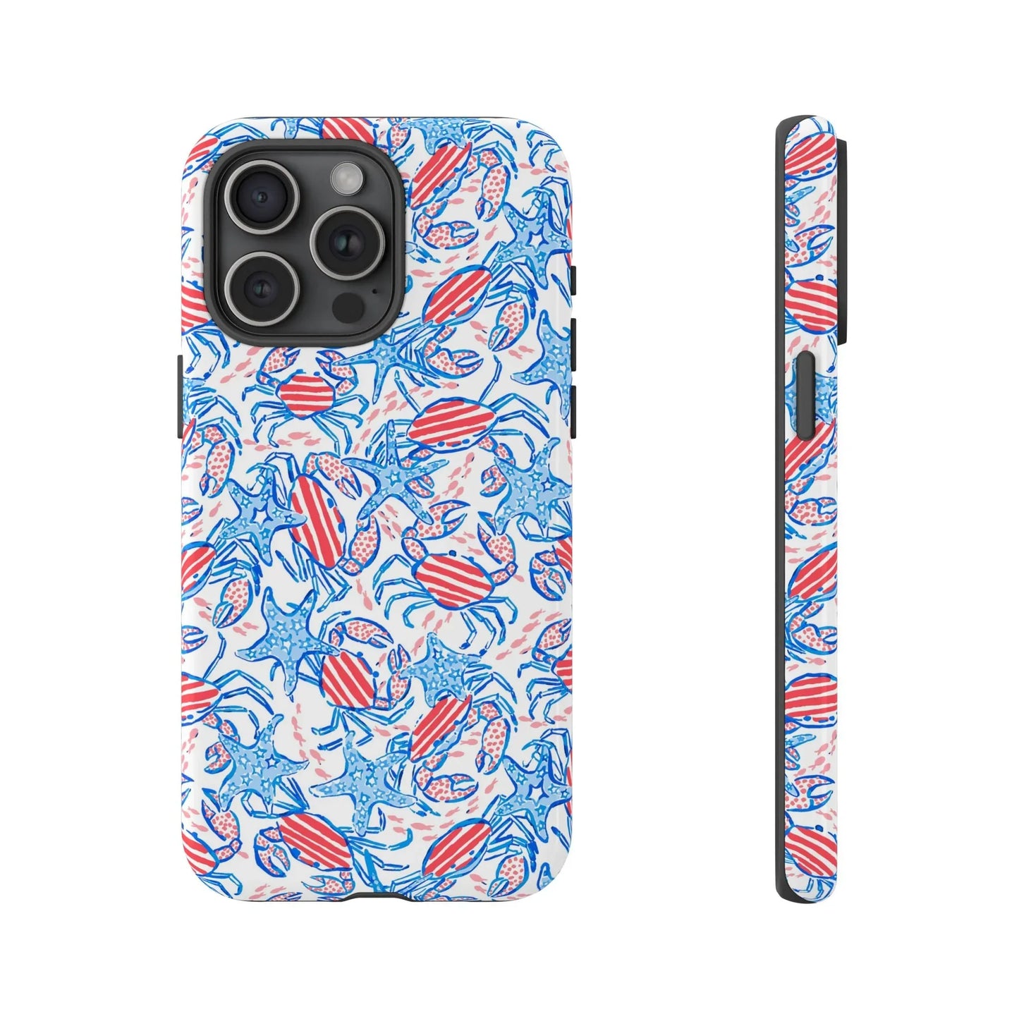 Patriotic Crab & Seashell iPhone Case - 15 Pro Max / Glossy - Phone