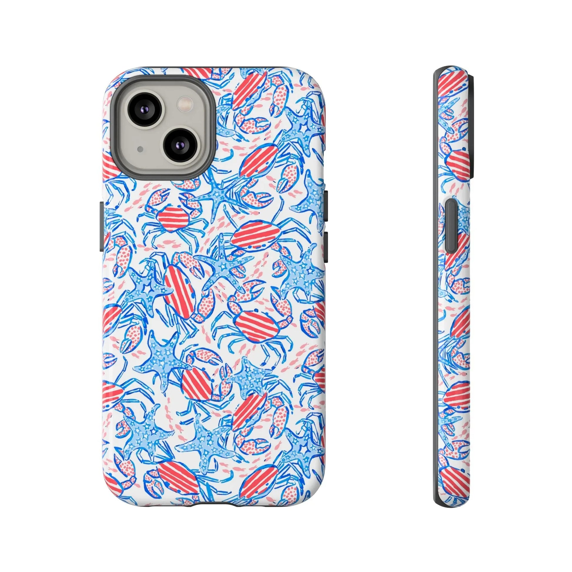 Patriotic Crab & Seashell iPhone Case - 14 / Glossy - Phone