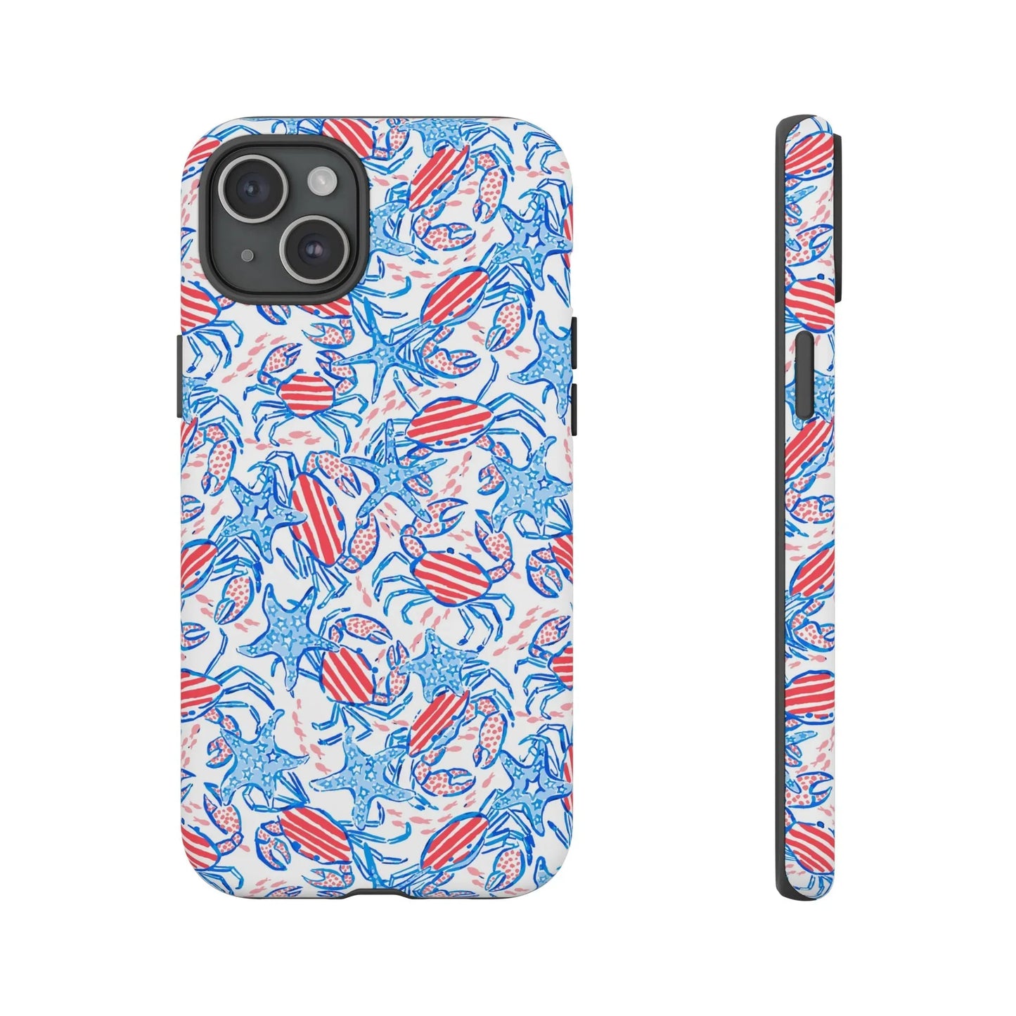 Patriotic Crab & Seashell iPhone Case - 15 Plus / Matte - Phone