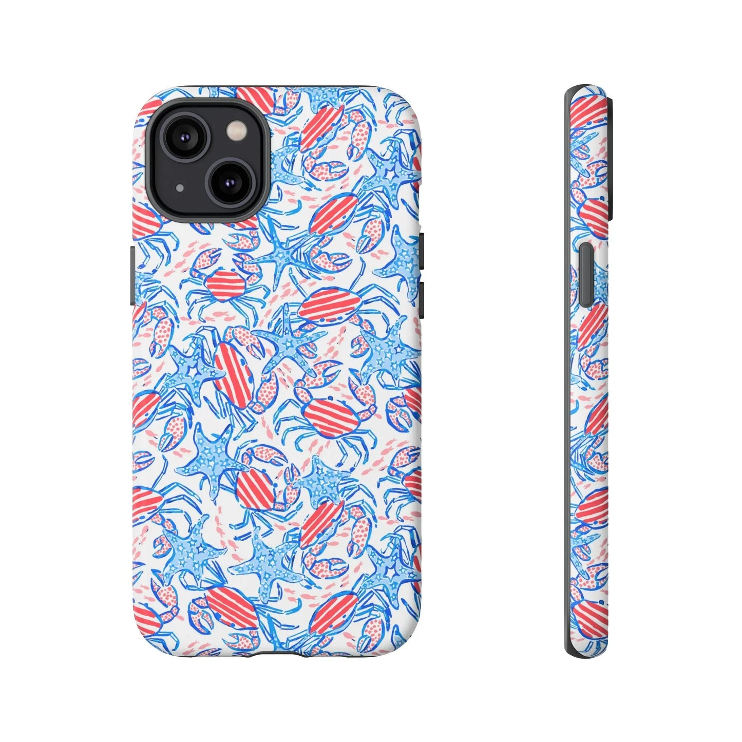 Patriotic Crab & Seashell iPhone Case - 14 Plus / Matte - Phone