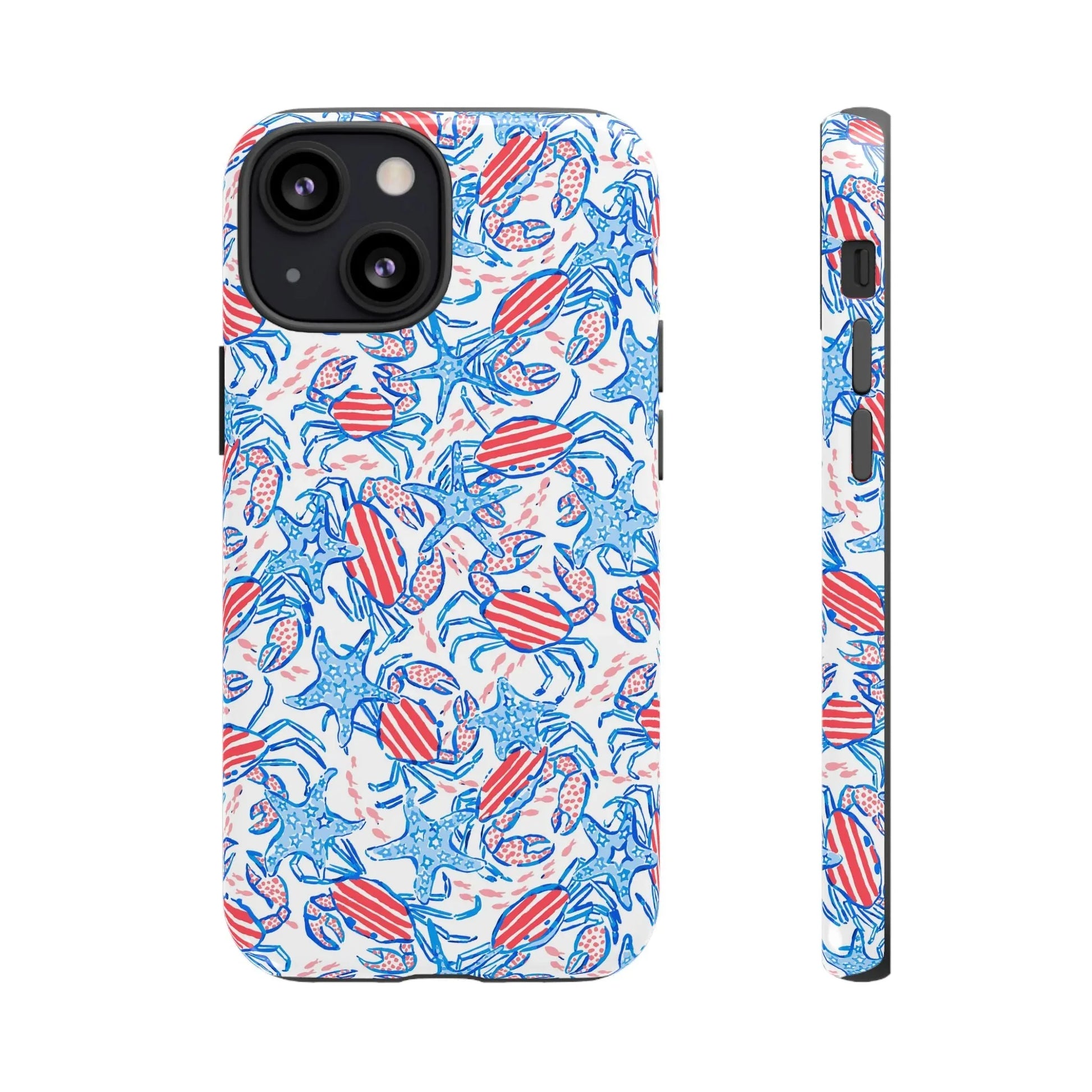 Patriotic Crab & Seashell iPhone Case - 13 Mini / Glossy - Phone