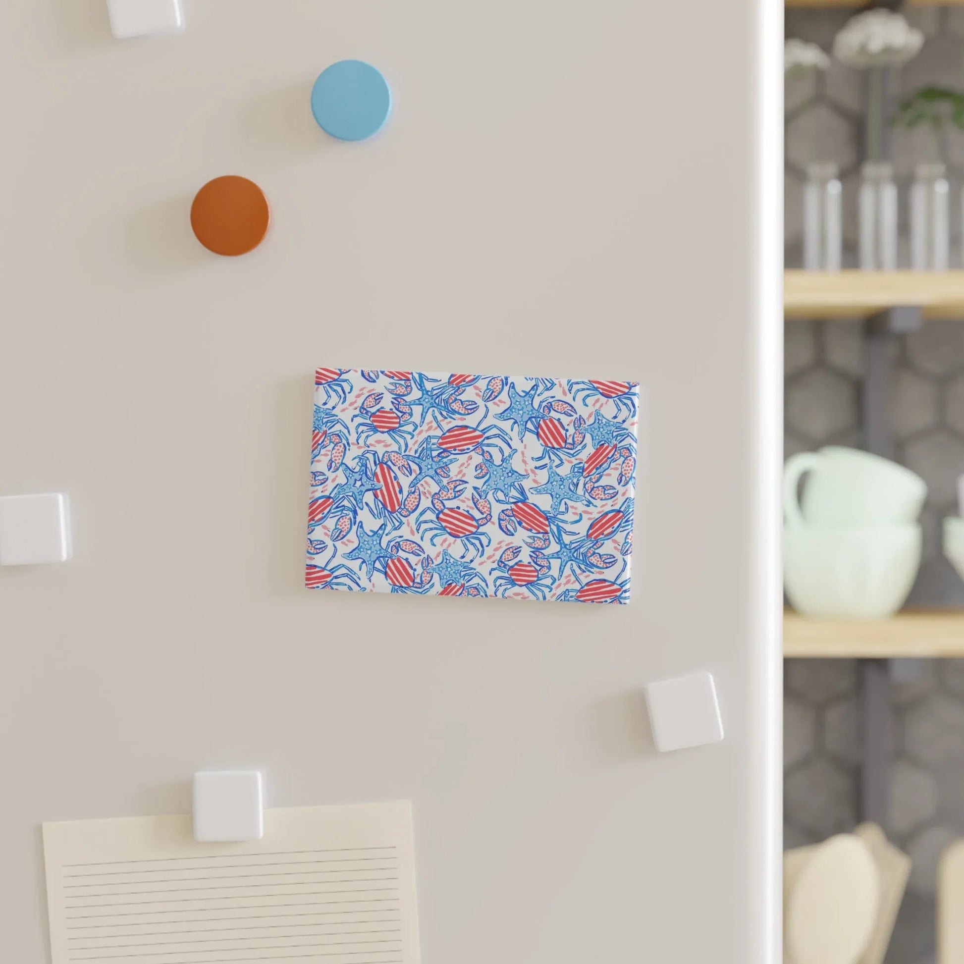 Patriotic Crab & Seashell Magnet - 1 pc / 2’’ x 3’’ / Rectangle - Home Decor