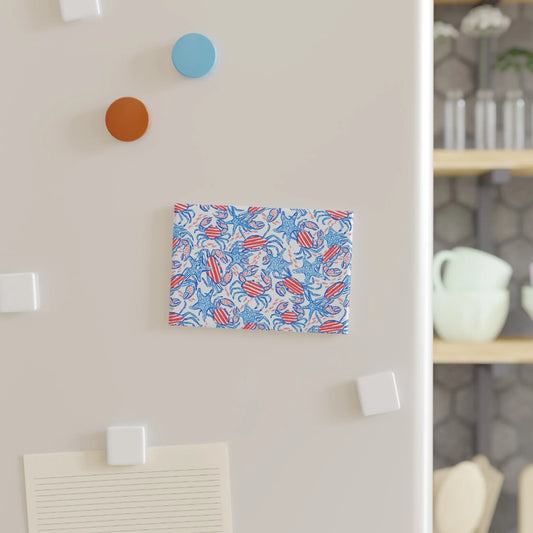 Patriotic Crab & Seashell Magnet - 1 pc / 2’’ x 3’’ / Rectangle - Home Decor