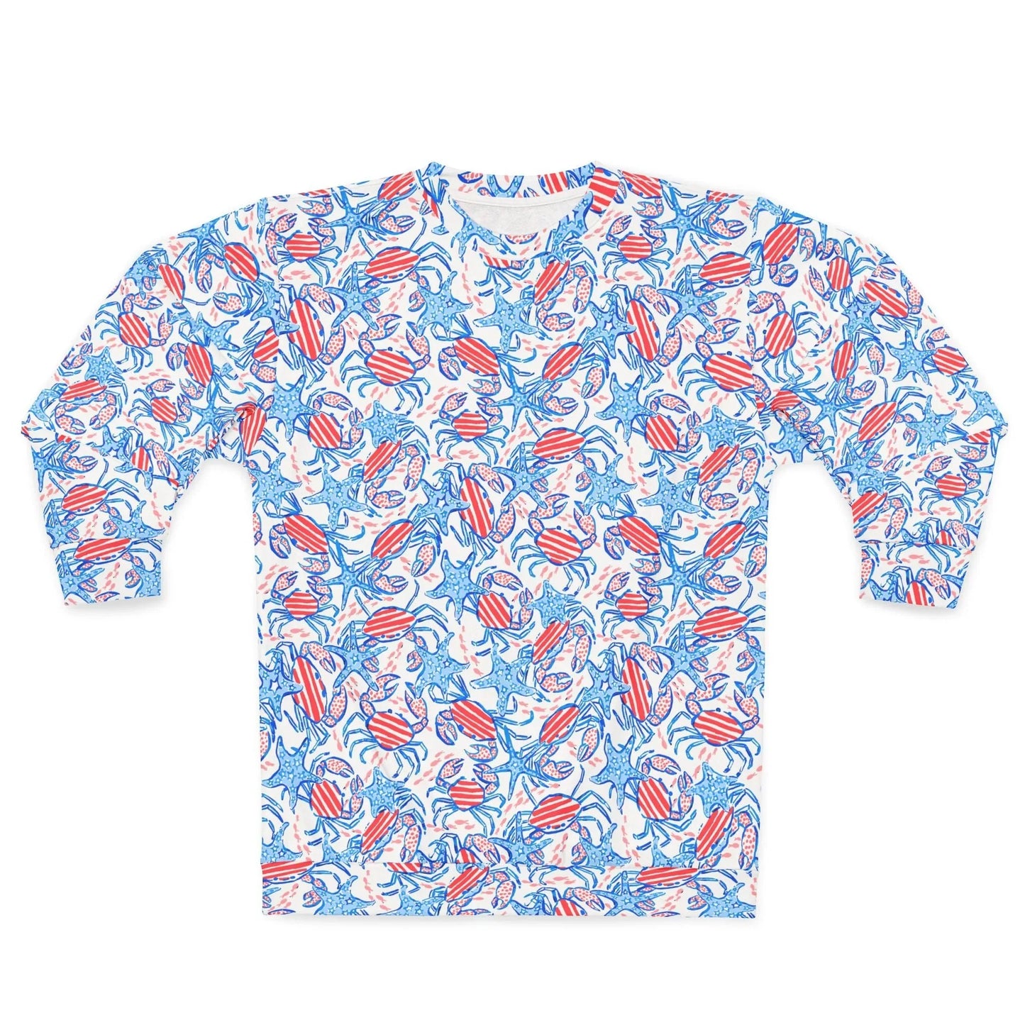 Patriotic Crab & Seashell Spirit Sweatshirt - XS - All Over Prints