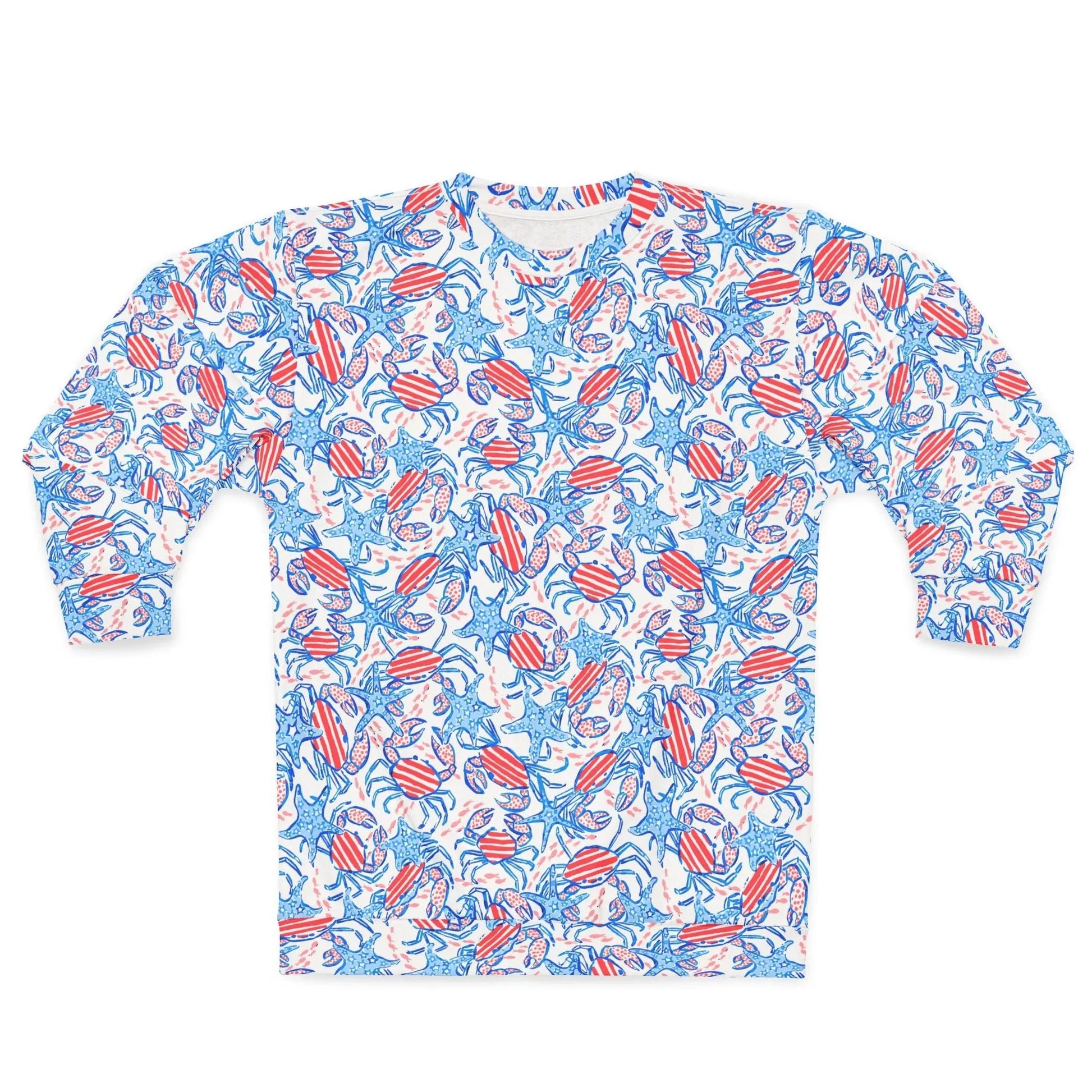Patriotic Crab & Seashell Spirit Sweatshirt - XS - All Over Prints