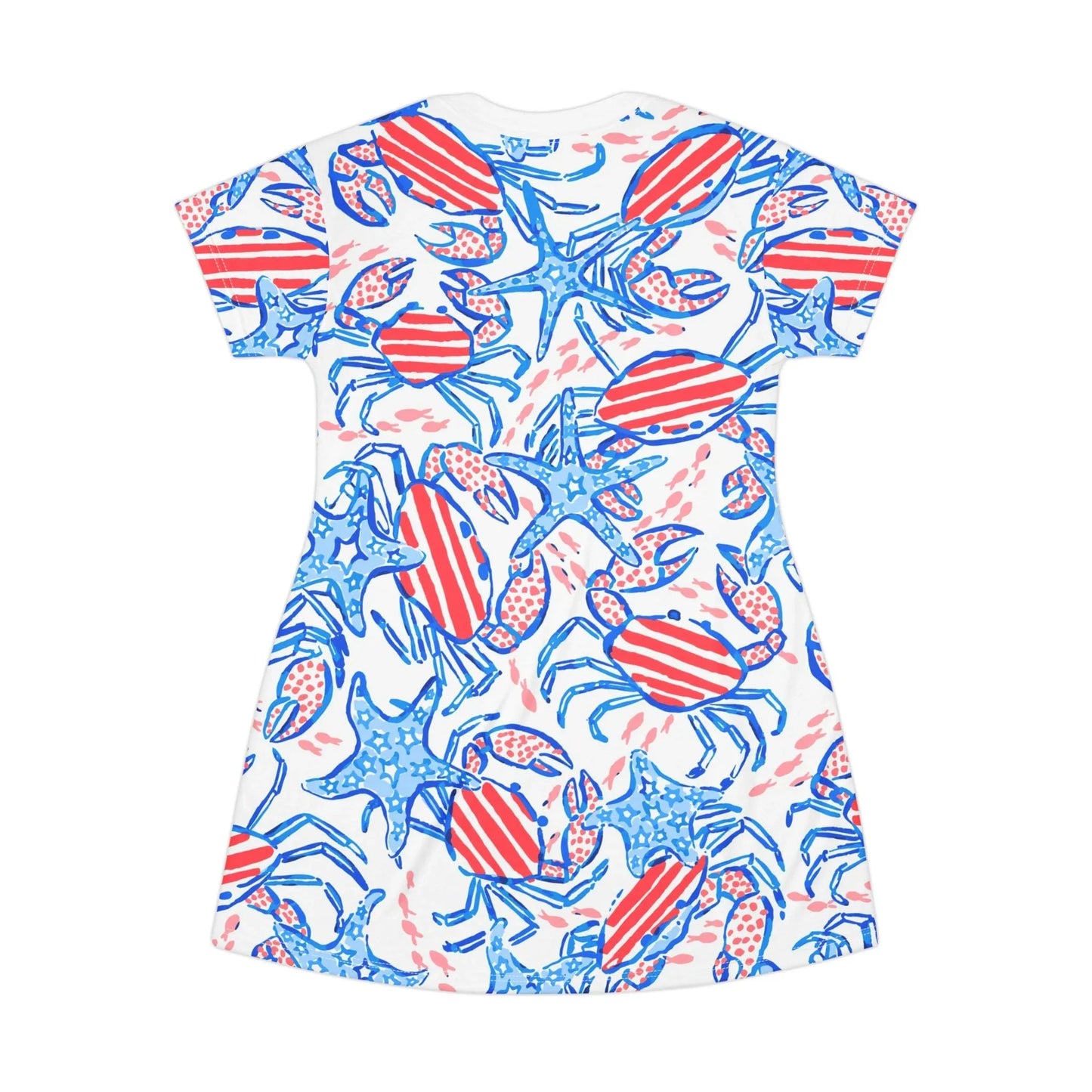 Patriotic Crab & Seashell T-Shirt Dress - All Over Prints