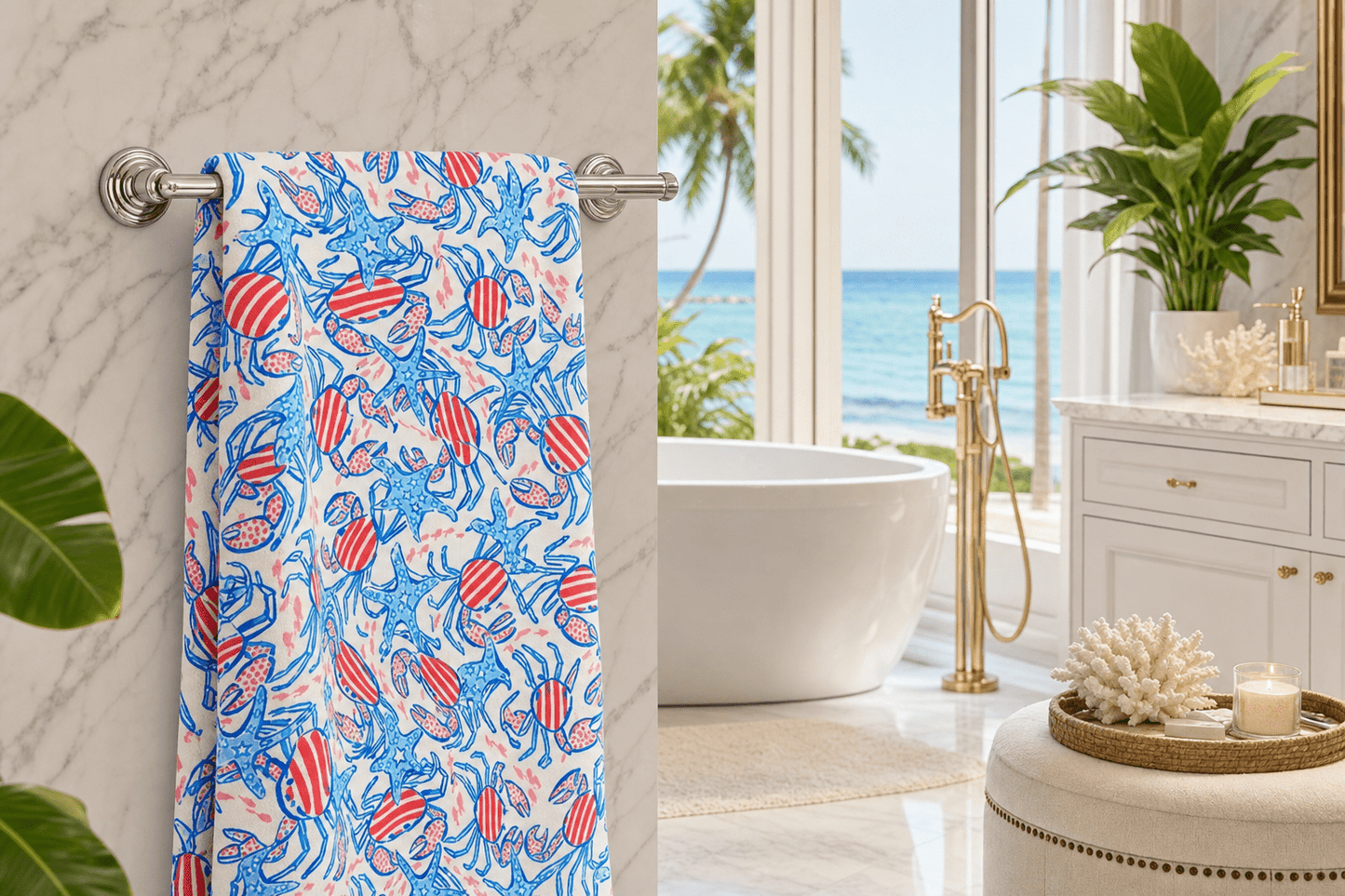 Patriotic Crab & Seashell Towel – RELLE Fashion & Lifestyle – Product Image