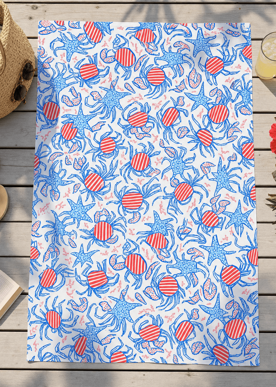 Patriotic Crab & Seashell Towel – RELLE Fashion & Lifestyle – Product Image