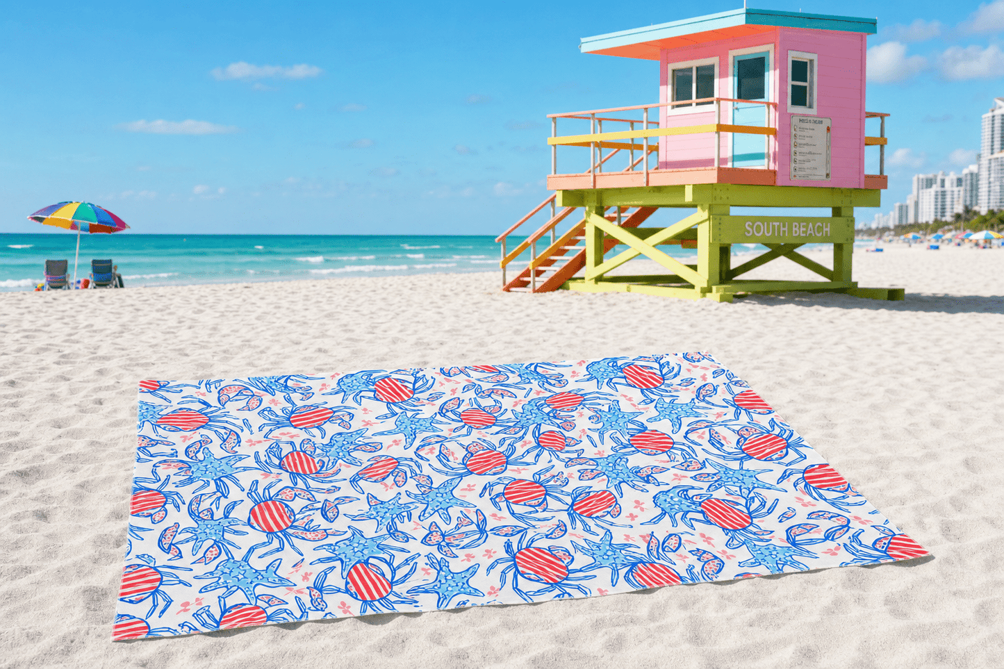Patriotic Crab & Seashell Towel – RELLE Fashion & Lifestyle – Product Image