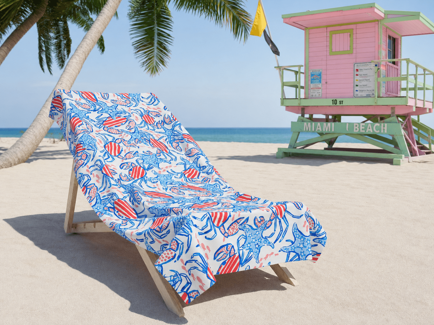 Patriotic Crab & Seashell Towel – RELLE Fashion & Lifestyle – Product Image