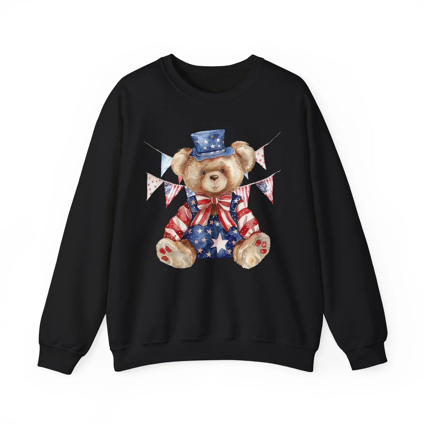 Patriotic Teddy Bear Sweatshirt | Unisex - Black / S
