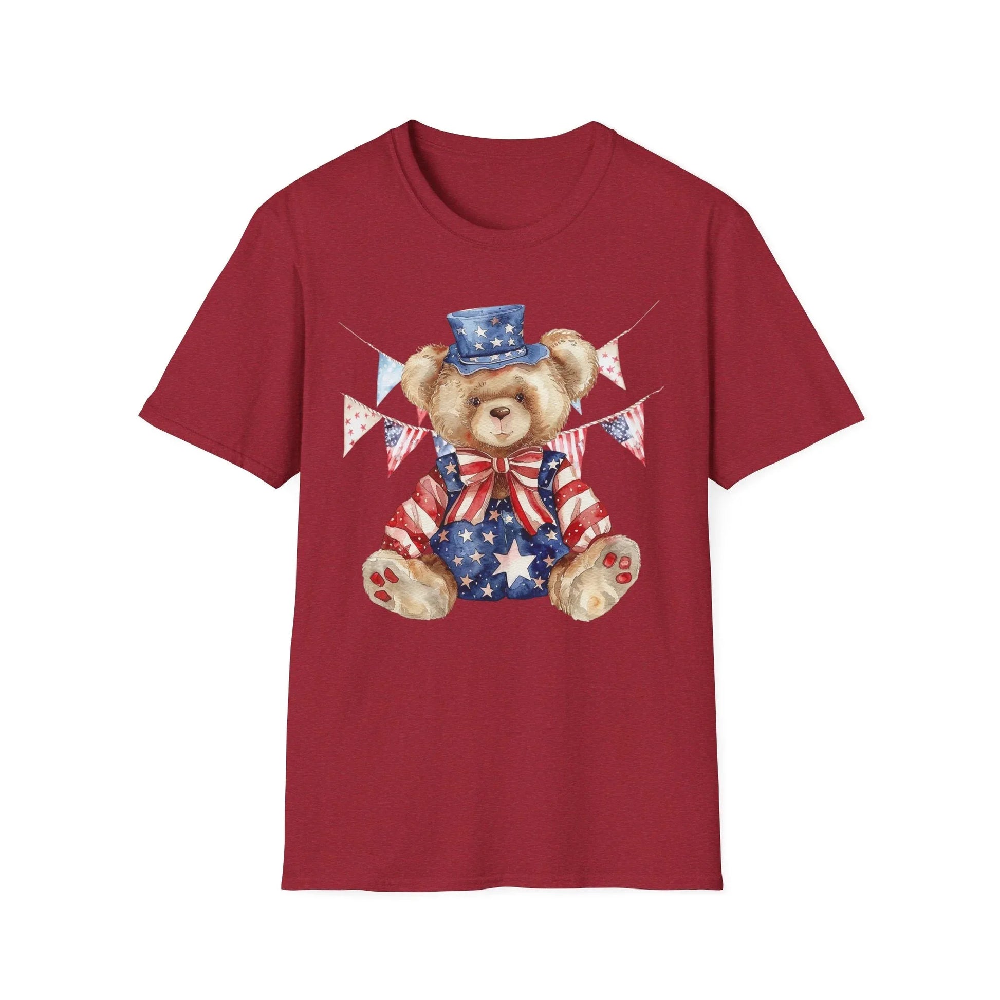 Patriotic Teddy Bear T-Shirt | Unisex - S / Antique Cherry Red
